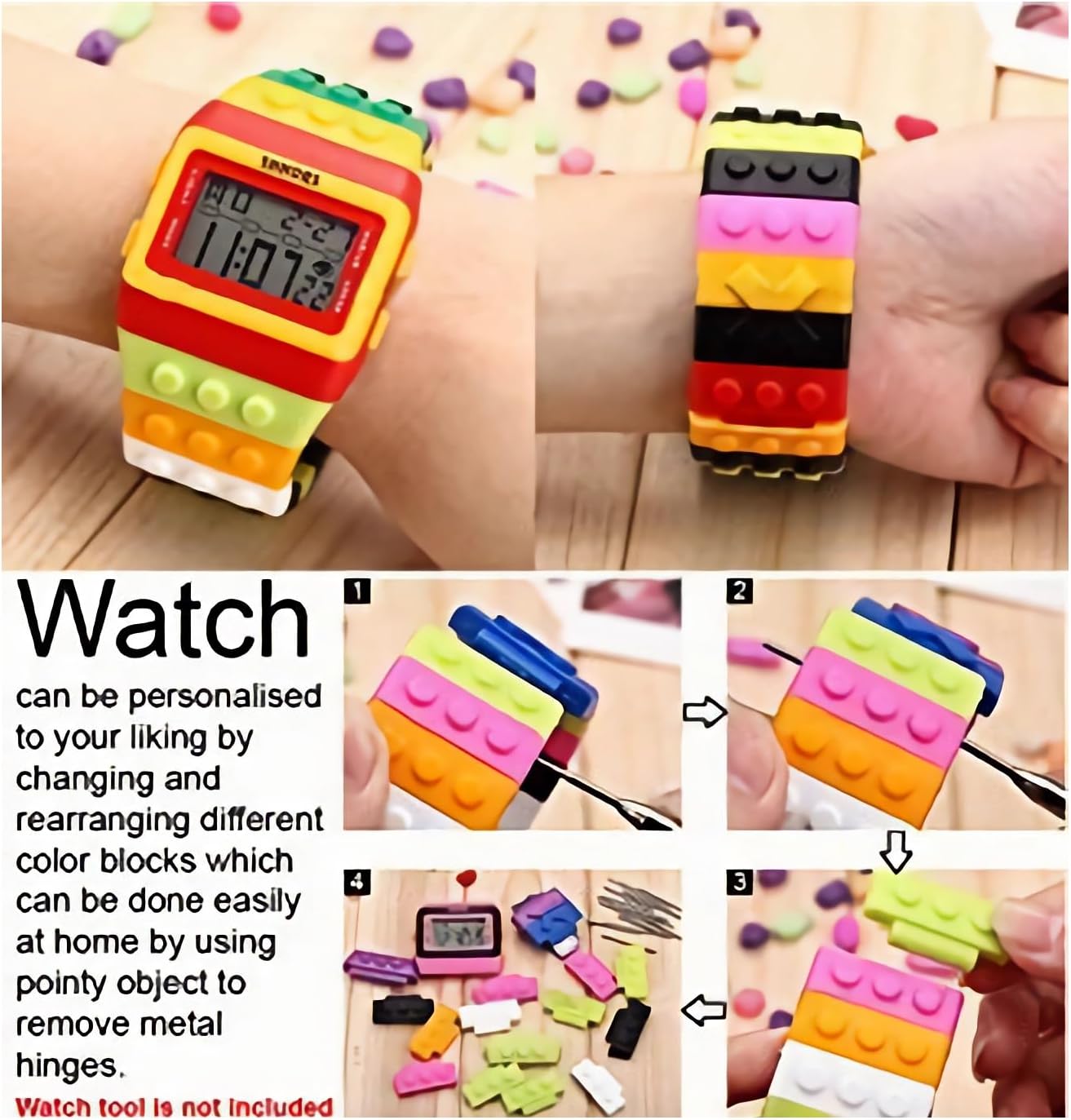 Thumbnail 6 de FENKOO Orologio digitale polso arcobaleno Rosso
