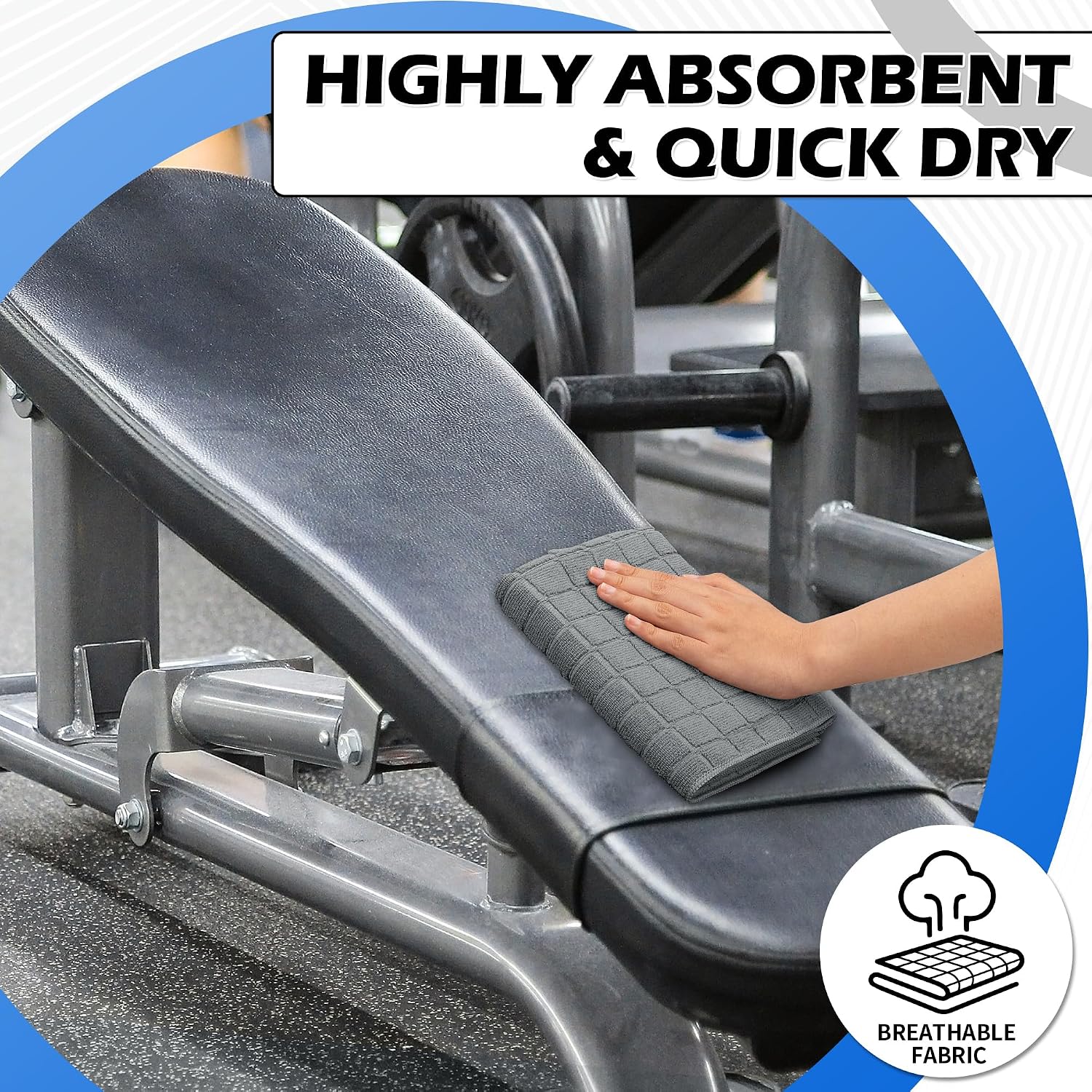 Thumbnail 3 de HOMERHYME HR-43GT03PK-G Microfiber Workout Towels, 3-Pack, 16 x 27 Inch