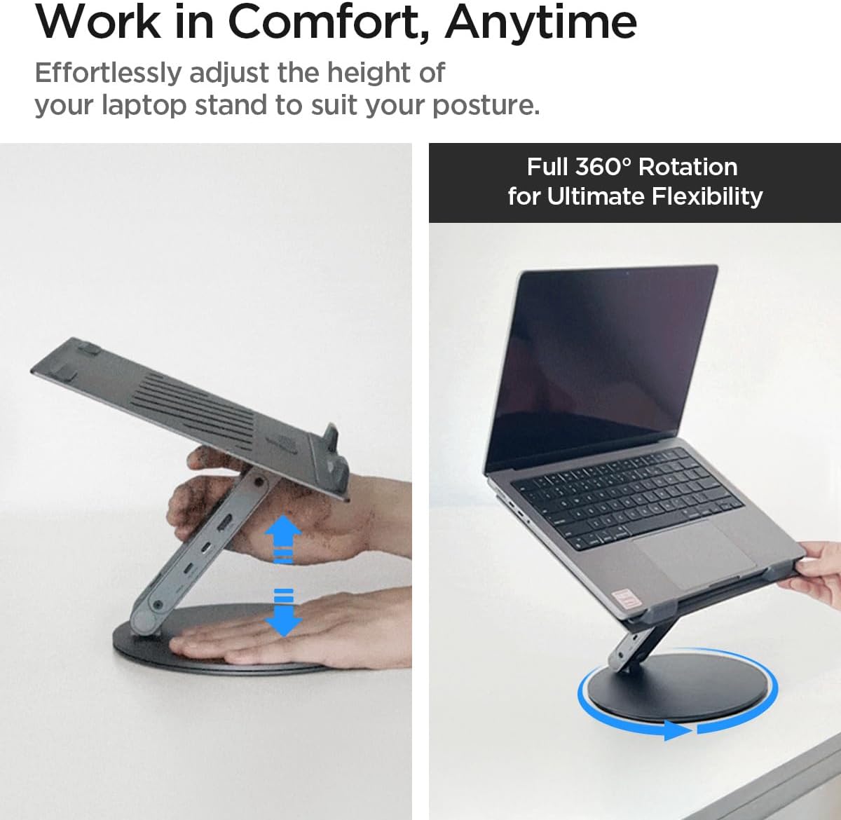 Detalle de Spigen ArcDock Support Ordinateur Portable 6-en-1 : hub USB-C/HDMI 4K60Hz avec station d’accueil