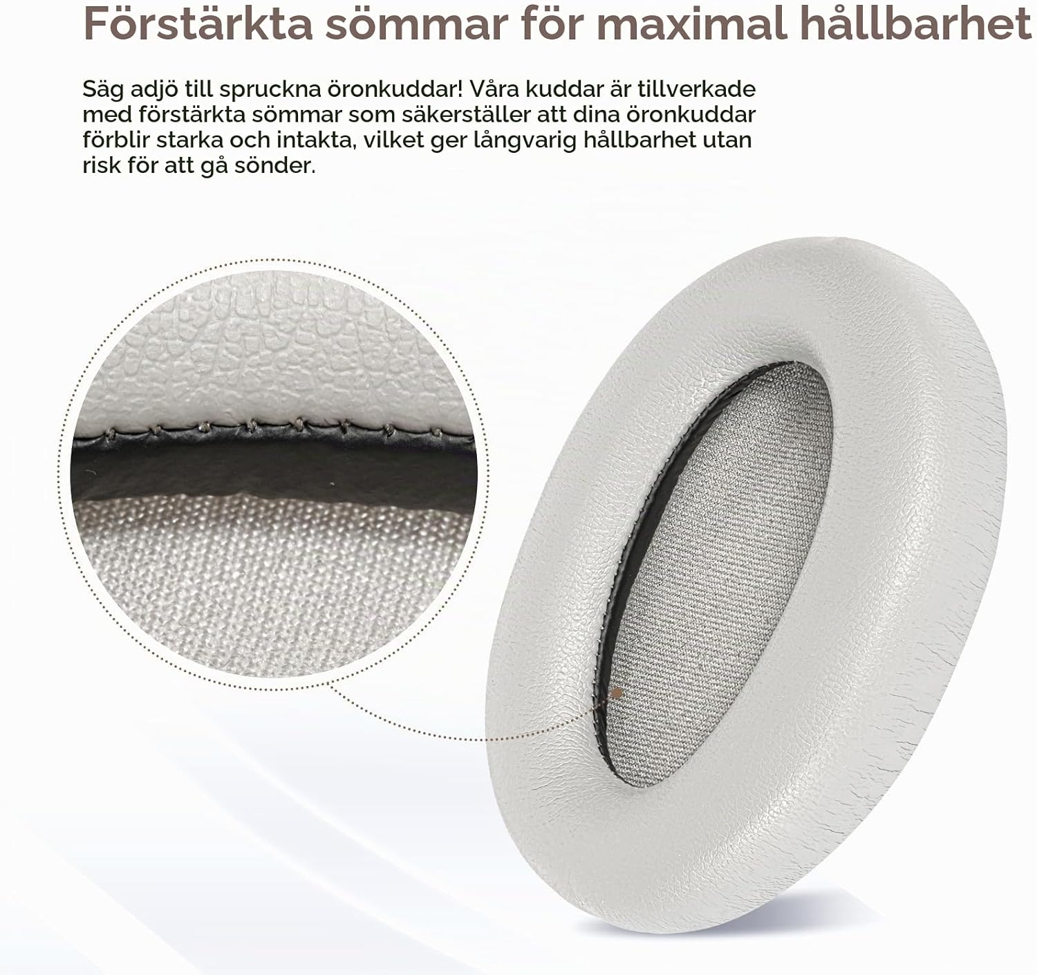 Detalle de Aurivor öronkuddar för Sony WH-1000XM3 med minnesskum och proteinläder