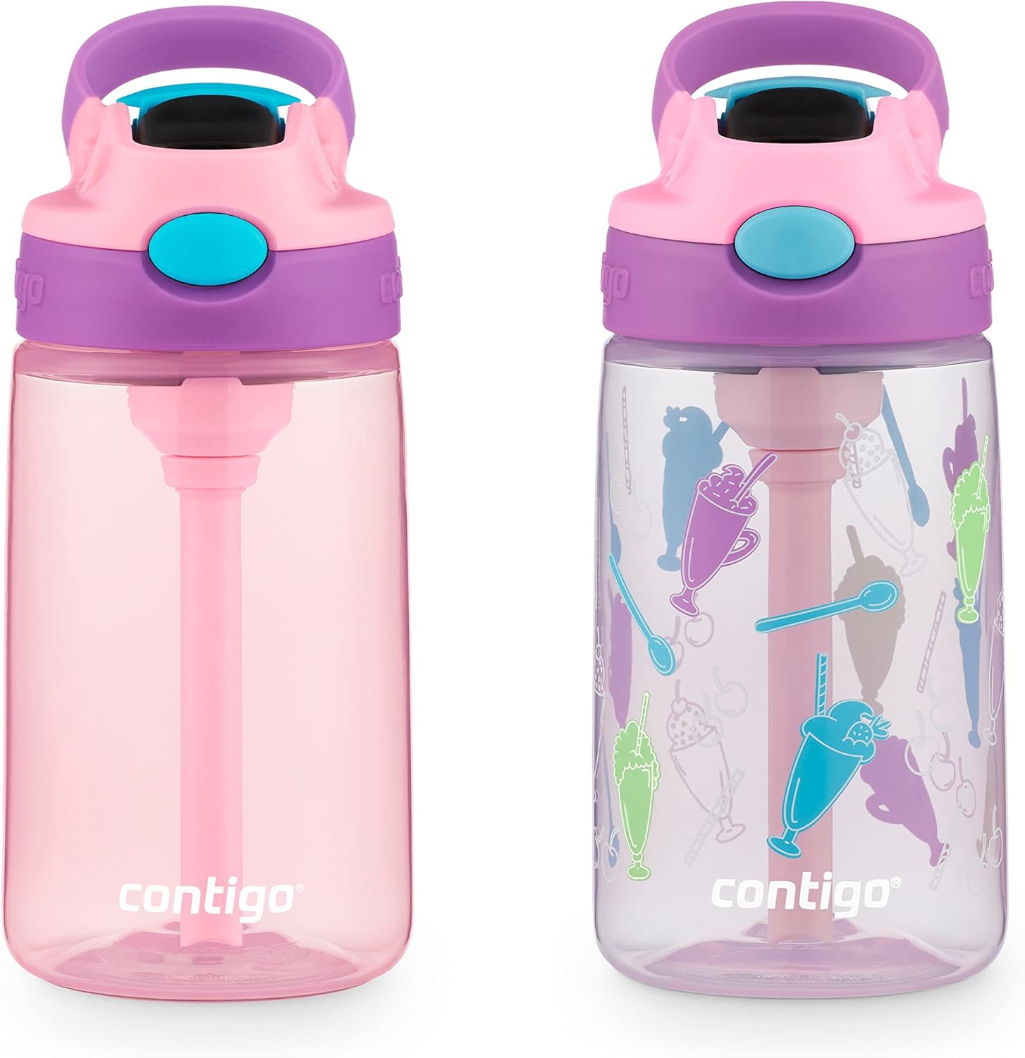 Thumbnail 6 de Contigo Kids Water Bottle with Redesigned AUTOSPOUT Straw 14oz (2 Pack) – Blueberry & Blue Raspberry with Cosmos