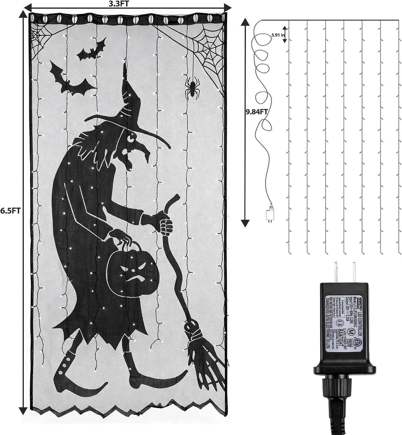 Detalle de Zeiliuled LED08230140 Purple Witch Curtain Lights, 140 LEDs, 8 Modes