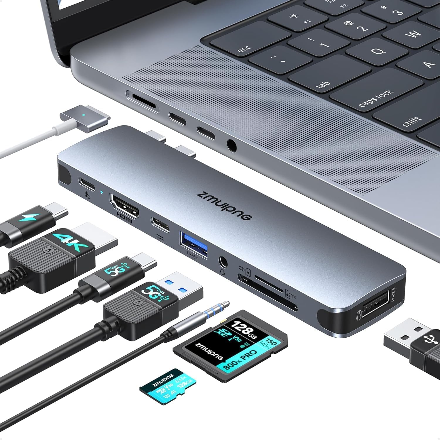 Detalle de USB C Adapter 8‑in‑2 for MacBook Pro 4K HDMI