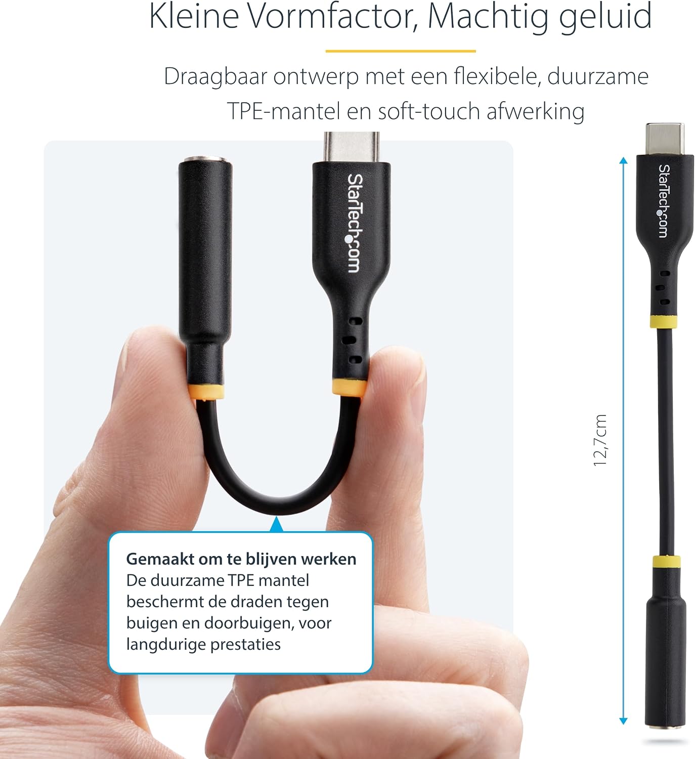 Detalle de StarTech USBCAUDIO2 USB-C-naar-3,5mm-TRRS-audioadapter met 32-bit-DAC
