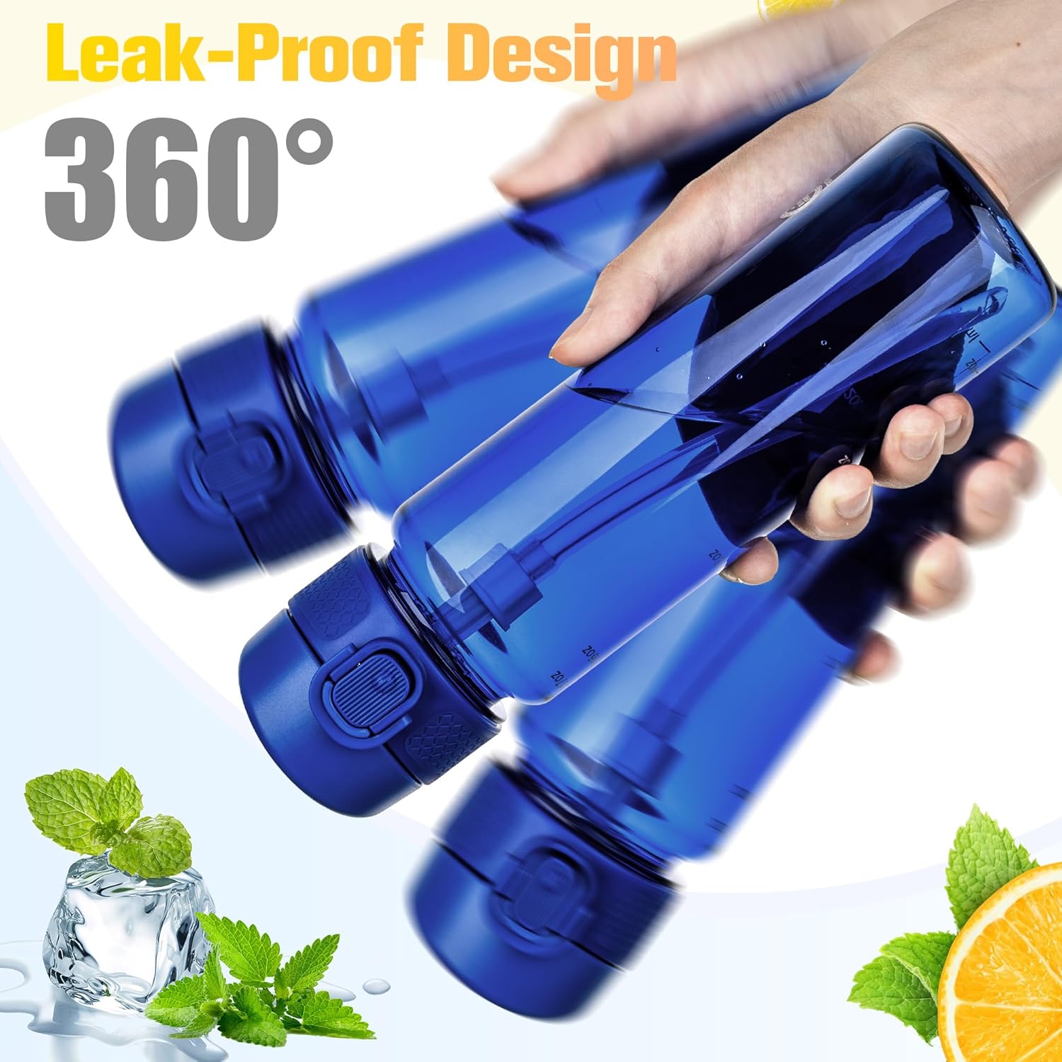 Thumbnail 4 de GOPPUS 500ml/17oz Clear Tritan Water Bottle with Straw – BPA Free, Leakproof & One-Handed Flip Top