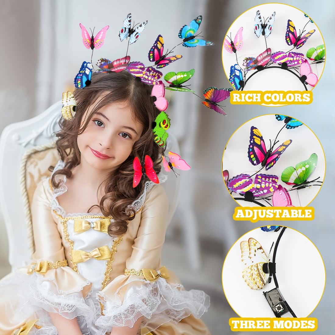 Thumbnail 2 de Schmetterling Haarreif Leuchtend 🎀