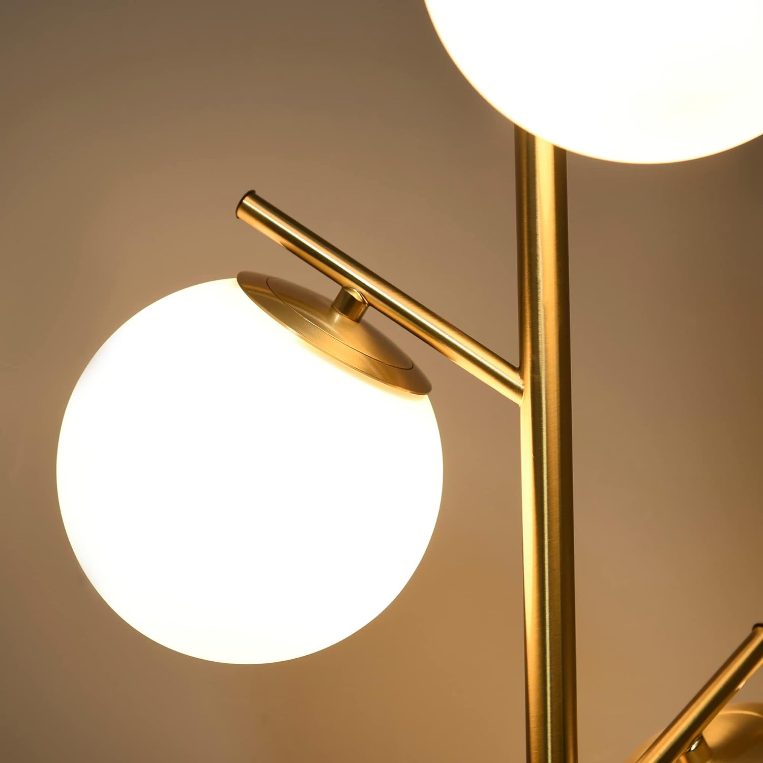 Thumbnail 5 de HOMCOM Lampadaire sur pied design art déco doré avec 3 globes en verre dépoli Ø 27 x 169 cm