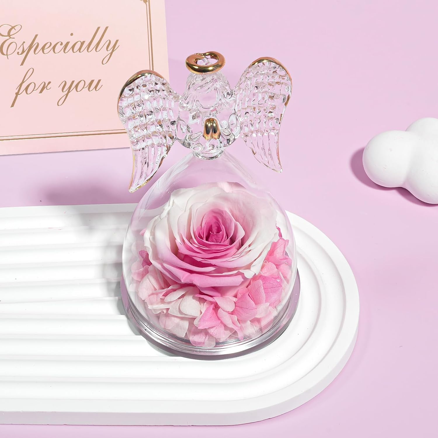 Detalle 2 de Yamonic Ewige Rose Engel Geschenk 13 cm