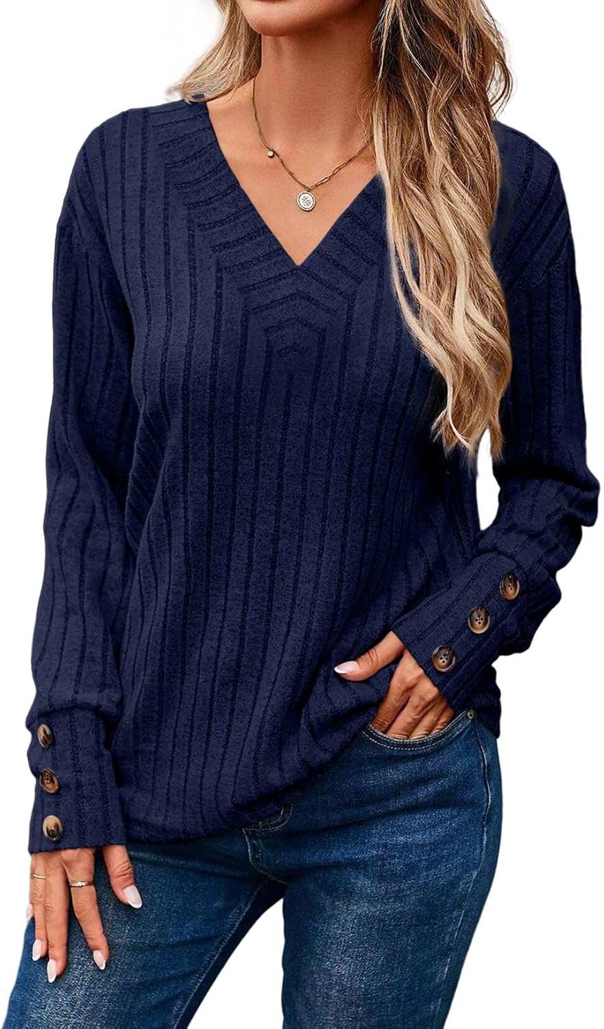 Detalle 2 de Dokotoo Womens V-Neck Knit Tunic Top