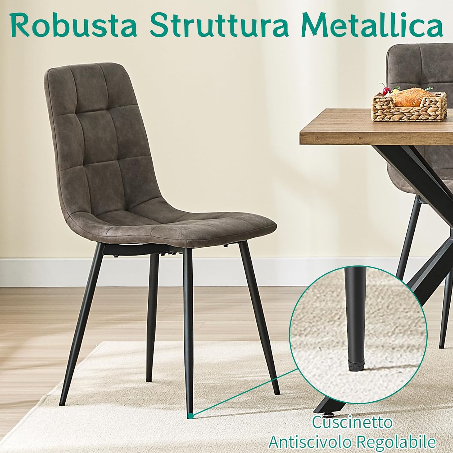 Detalle de LEWE Sedie da pranzo set da 4: comfort e versatilità per cucina e soggiorno
