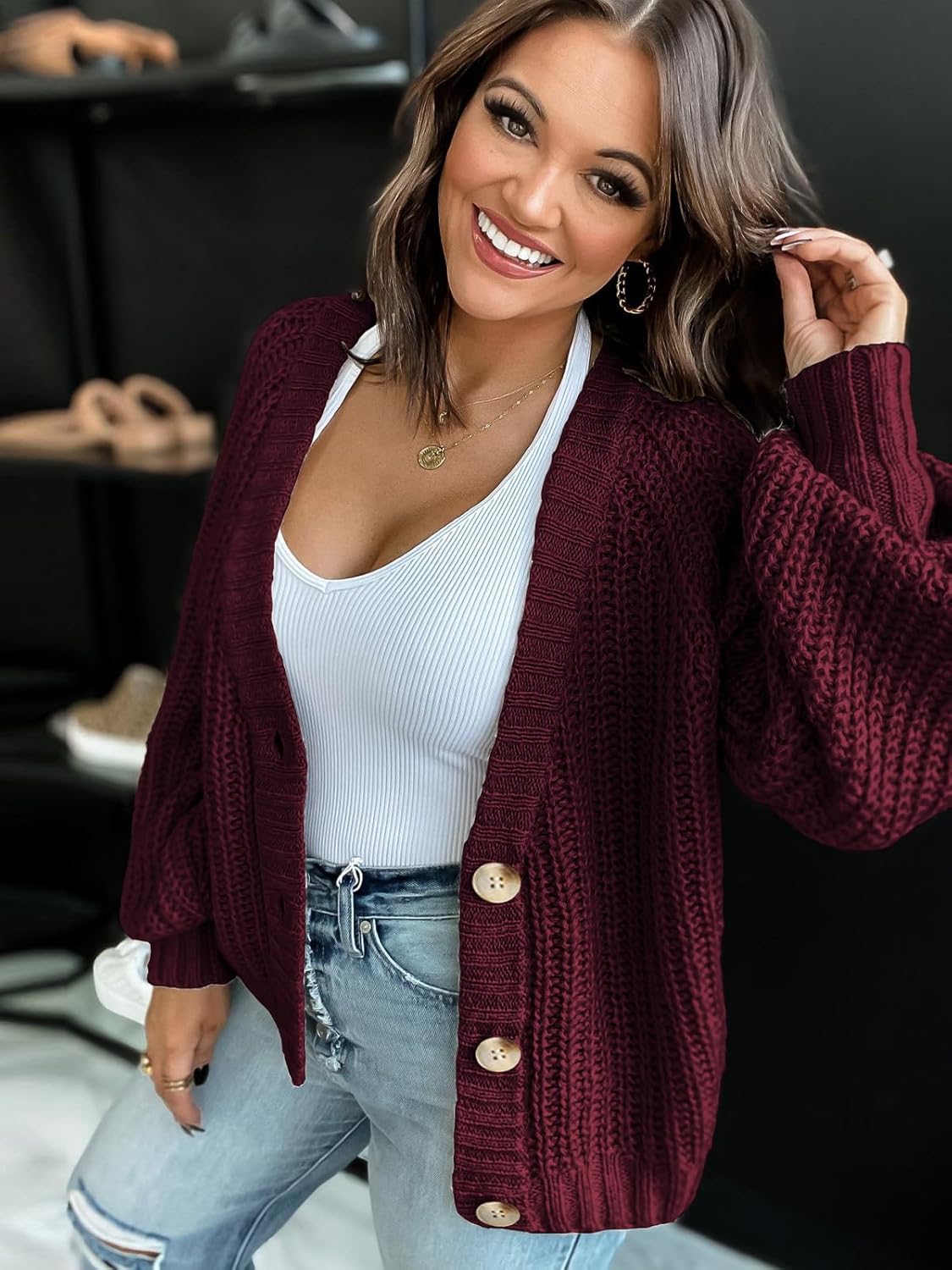 Thumbnail 4 de PRETTYGARDEN Women's Chunky Knit Open Front Cardigan