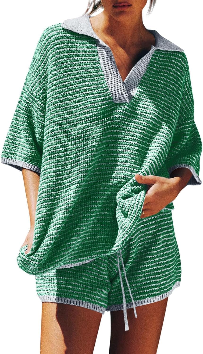 Detalle de Tankaneo Women's Sweater Set 2 Piece: Oversized Lounge Knit with 3/4 Sleeves