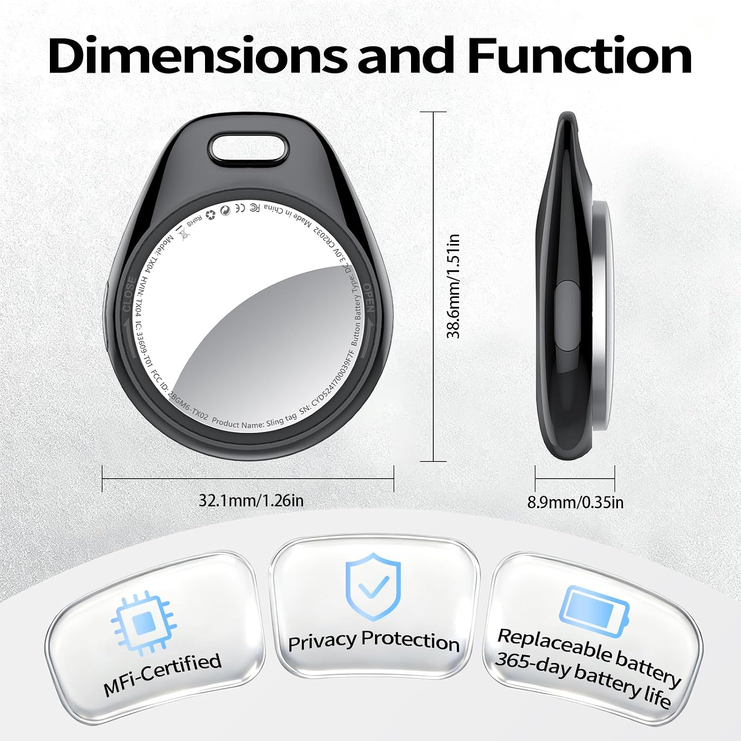 Detalle 2 de Tukio Air Tracker Tags 4 Pack Bluetooth item finder 🔑