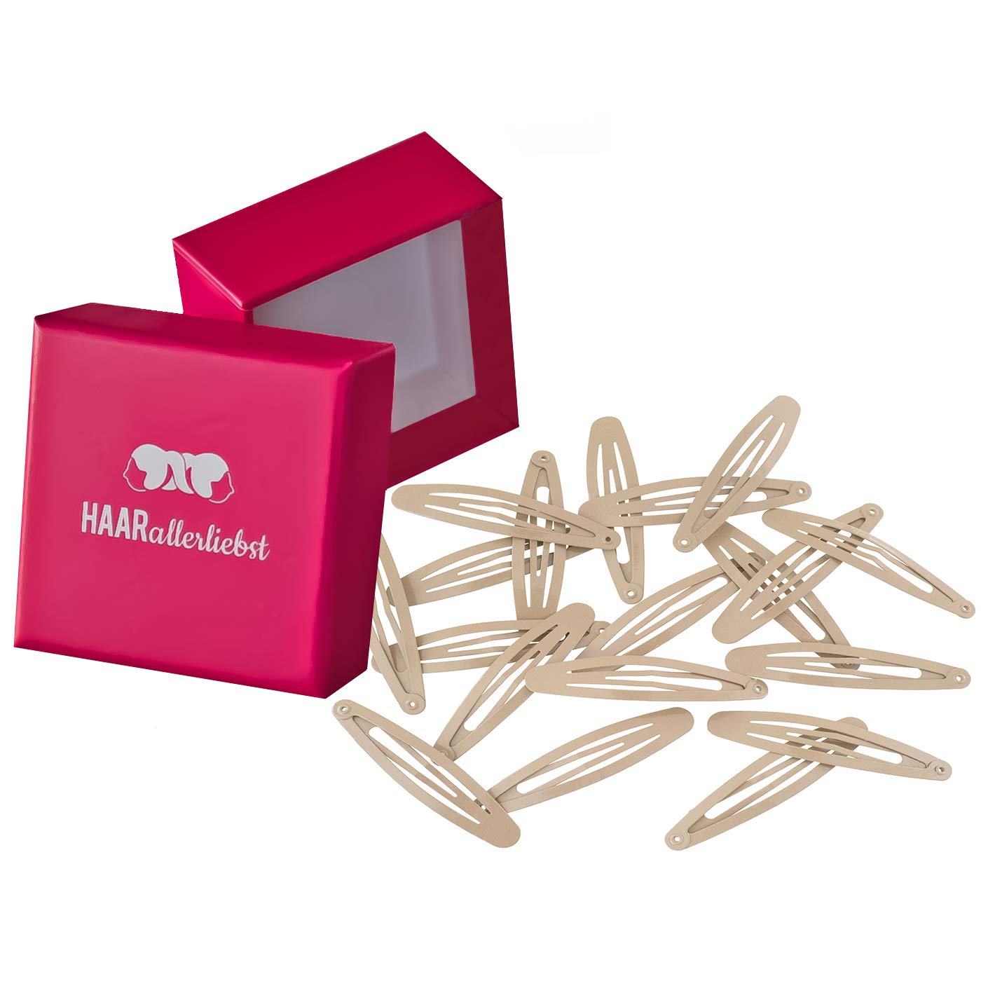 Detalle de Haarallerliebst Oval-Haarspangen (5,8 cm) – 20 Stück in Schwarz & Braun mit Aufbewahrungsbox Pink