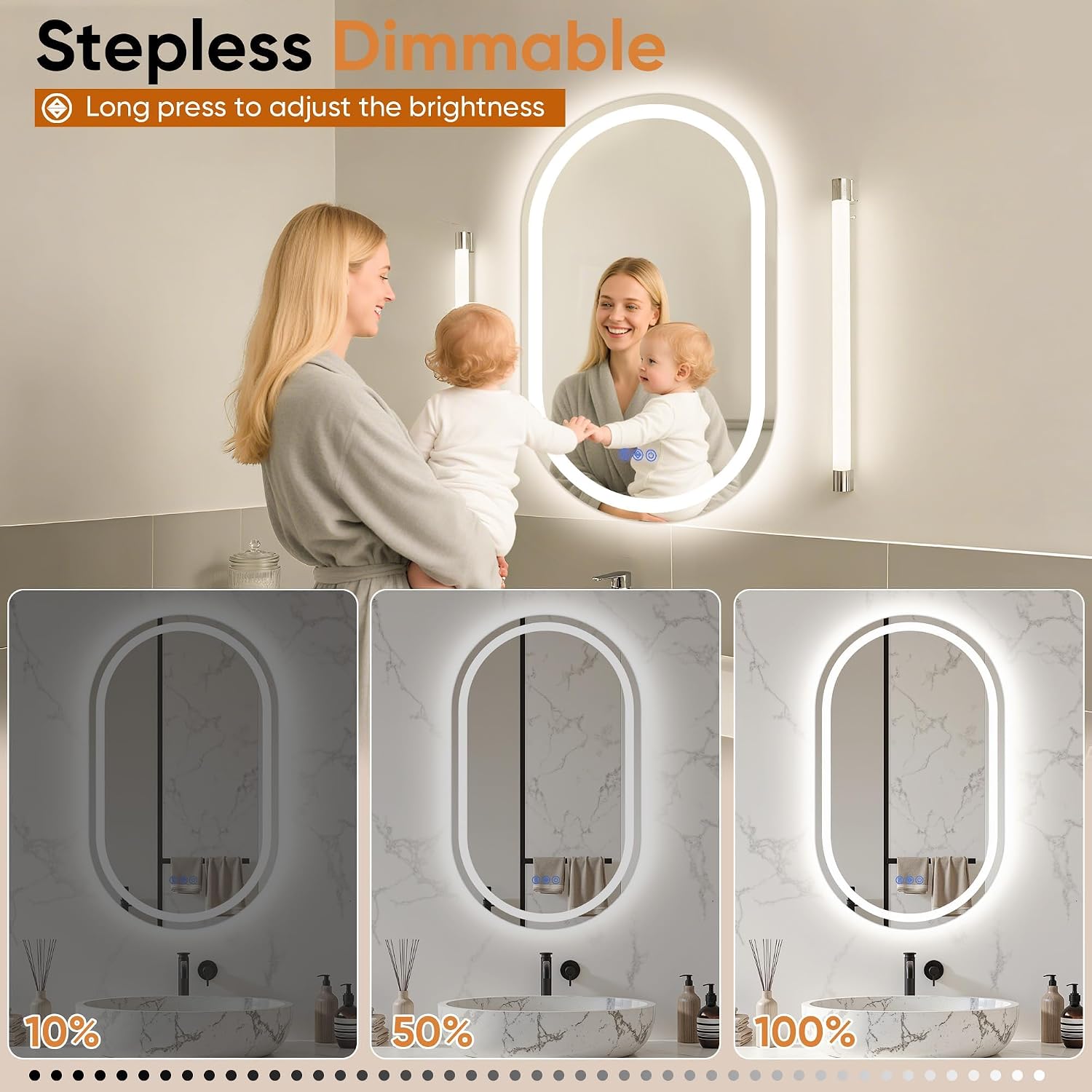 Detalle de Oval LED Bathroom Vanity Mirror, 24"x36