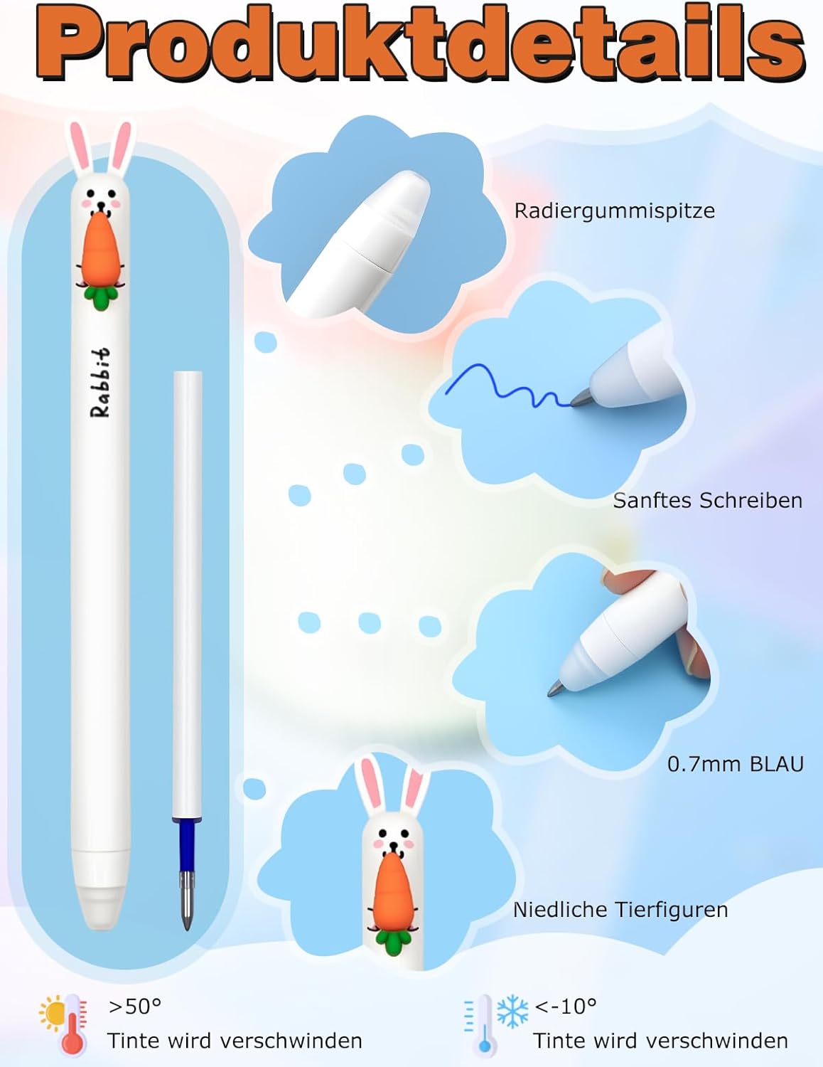 Thumbnail 2 de Stylos gel effaçables 0,7 mm lot de 6 🖊️