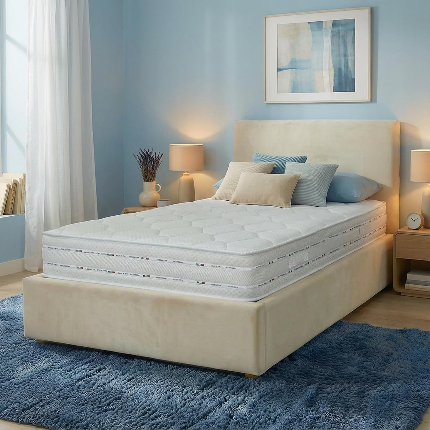 Detalle de Materasso Singolo 90x200 Russo in Memory Foam e Waterfoam - 20 cm, Ortopedico Semi Rigido, Aloe Vera, Made in Italy