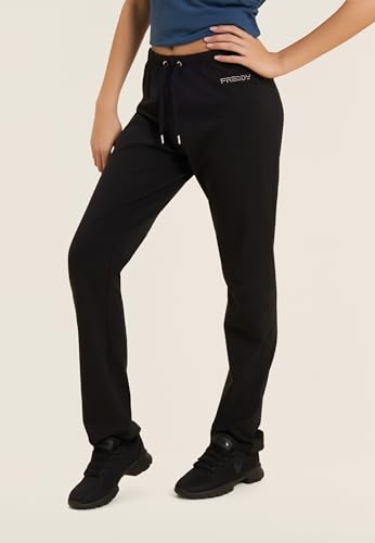 Detalle de FREDDY Pantaloni Sportivi Regular Fit con Gamba Dritta – Nero, Donna, Medium