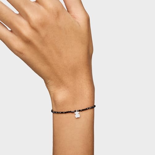 Thumbnail 3 de TOUS pulsera elástica de plata de primera ley con bolas facetadas de espinela y motivo oso (17 cm)
