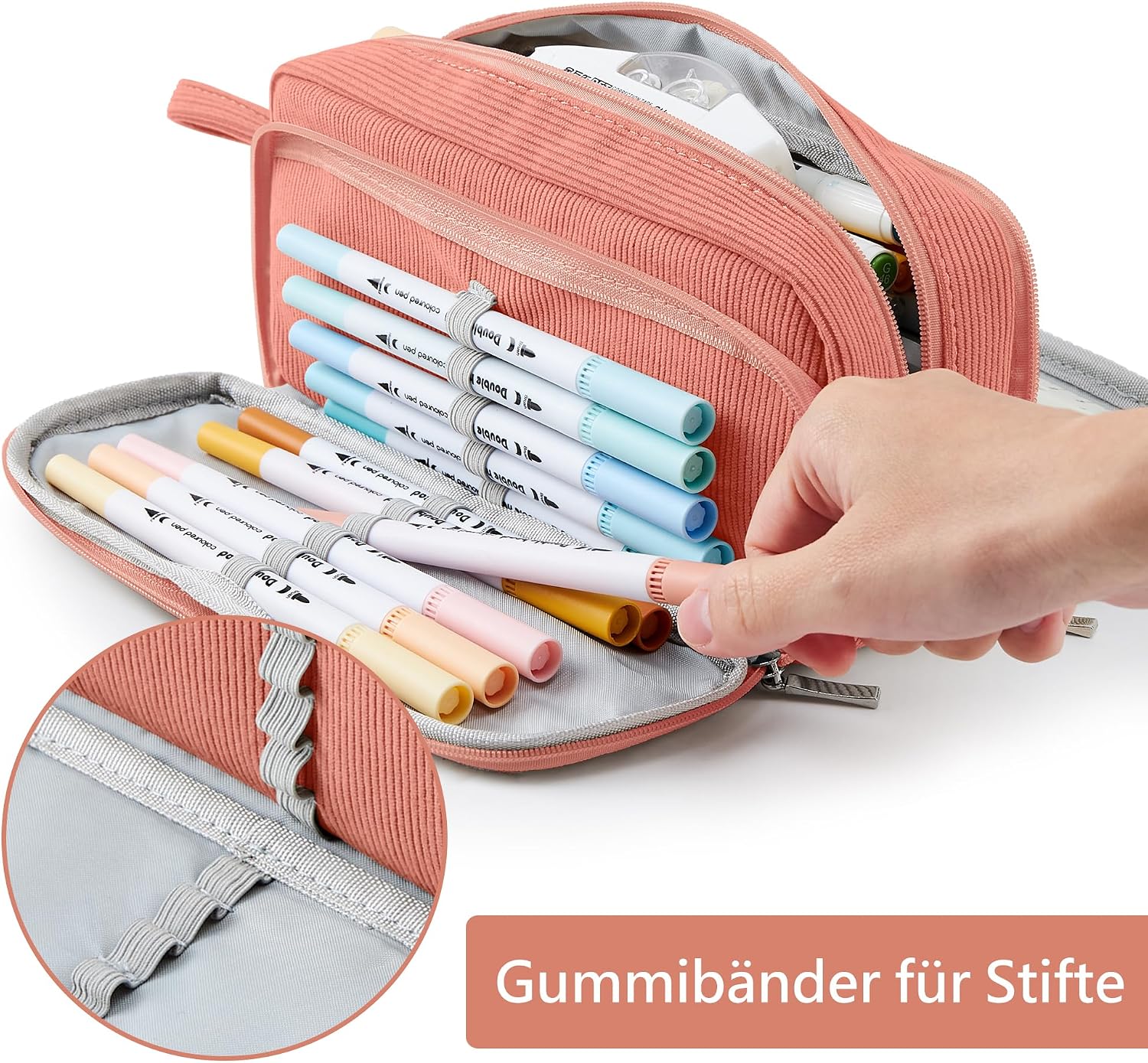 Detalle de KALIDI Federmäppchen mit 3 Fächern – Große Kapazität für Schule & Büro