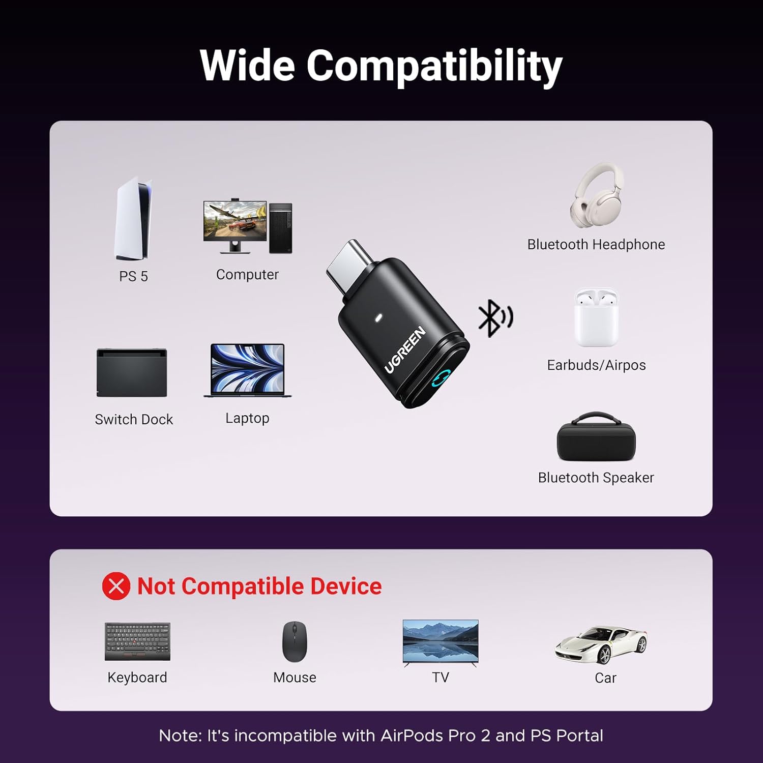 Thumbnail 2 de UGREEN Bluetooth 5.3 Adapter for PS5 USB-C
