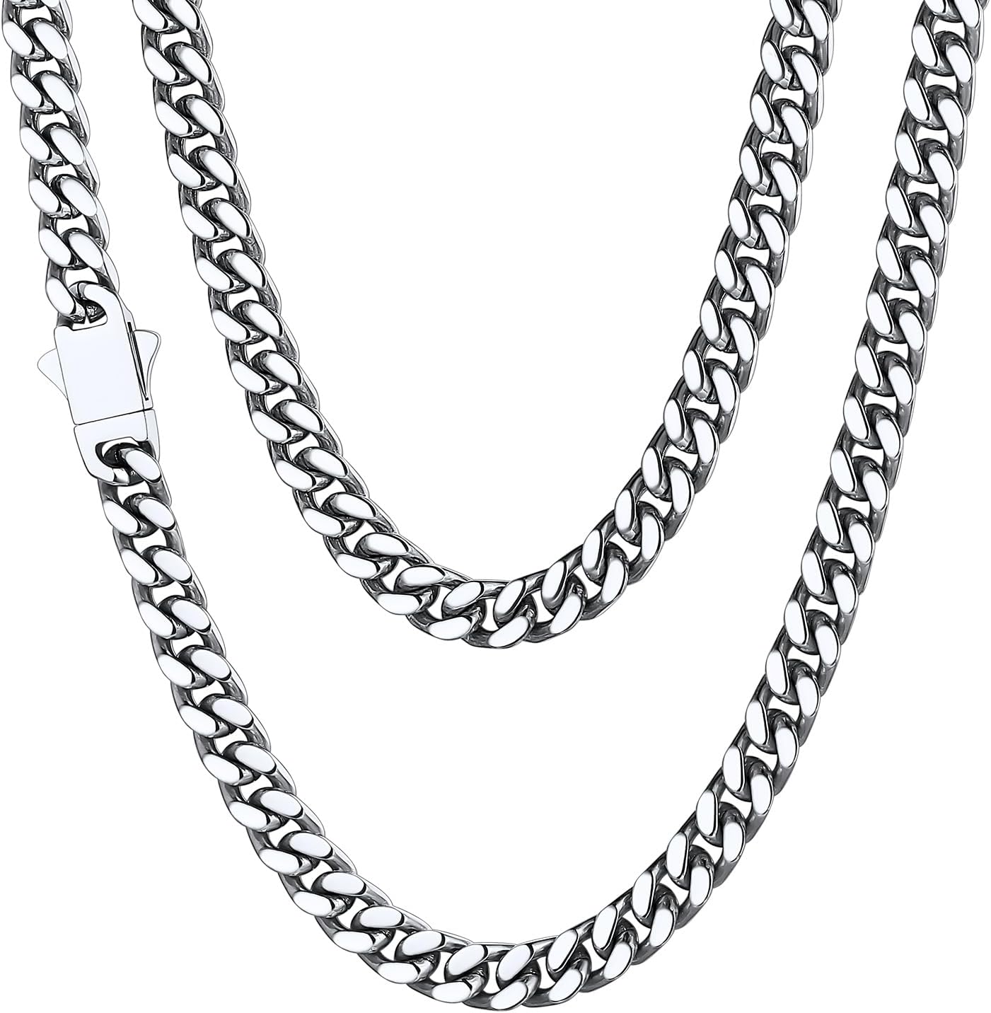 Detalle de ChainsHouse Collier Chaine Homme Acier Inoxydable Maille Cubaine – 46 à 76 cm, largeurs 4/6/9/13 mm
