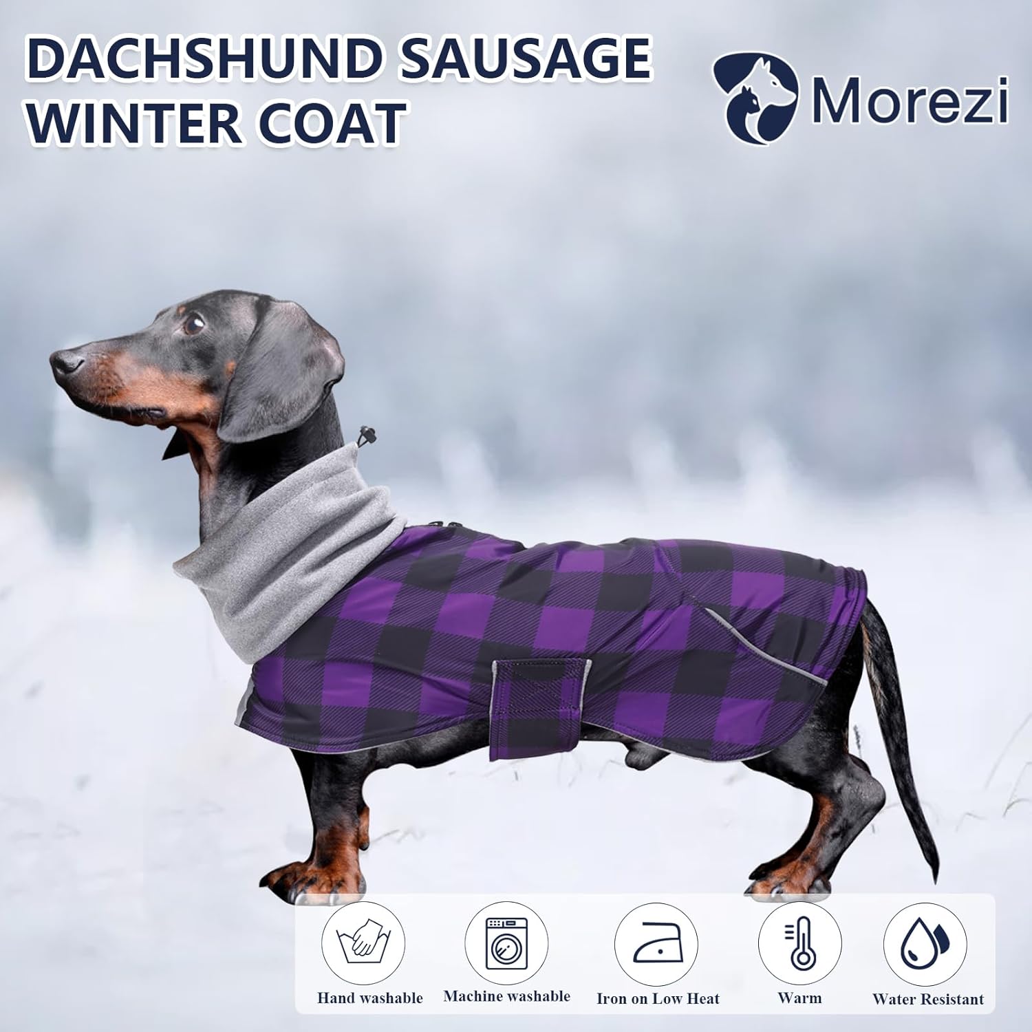 Thumbnail 1 de Morezi Dachshund Coat Waterproof with Padded Fleece Lining, Reflective Stripe and Harness Hole