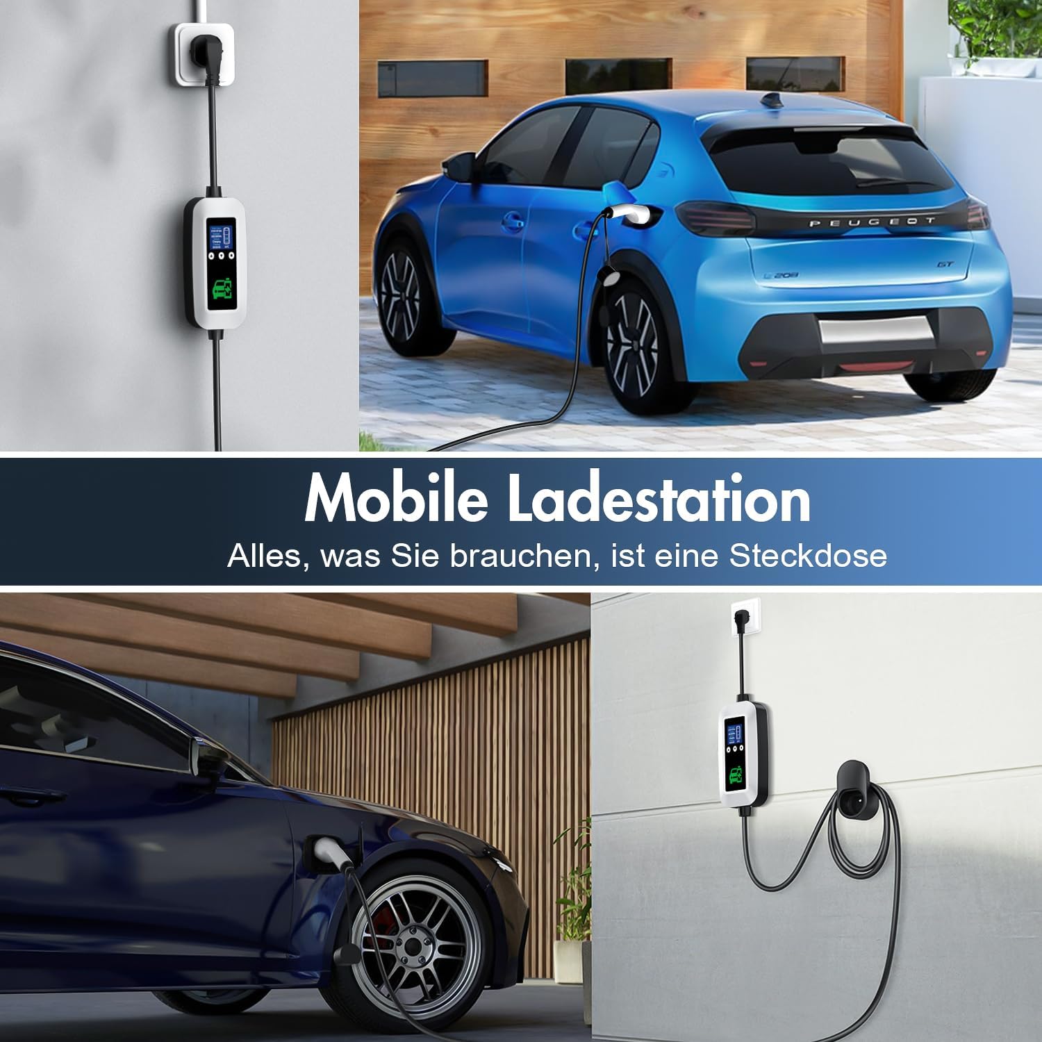 Detalle de FNITAER EV Ladekabel Typ 2 3.68kW – 6 m, 1-Phasig, Timer, Display und Zubehör