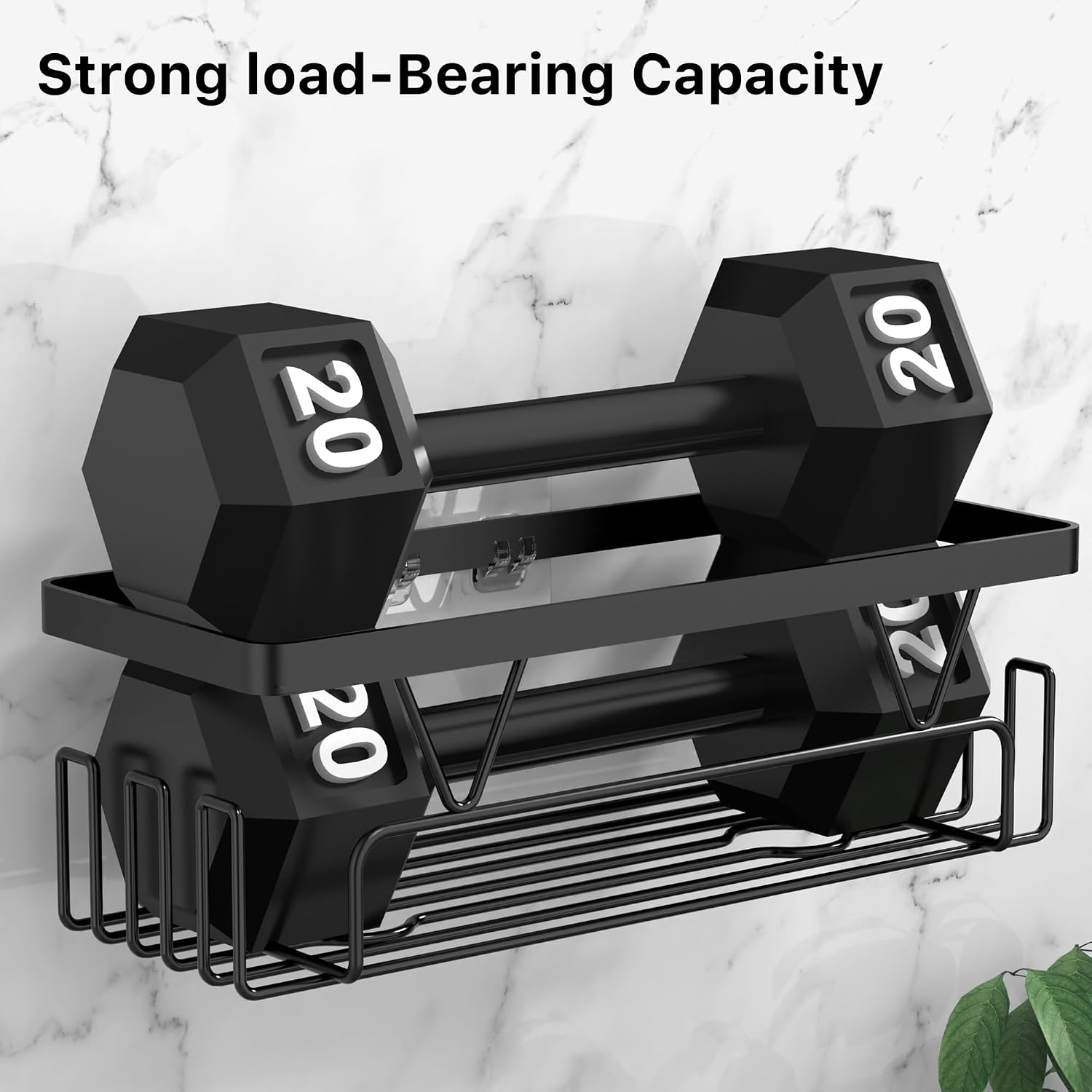 Thumbnail 4 de KEGII Shower Caddy with Soap Holder – Stick-on, Black Stainless Steel Bath Organizer (4 Pieces)