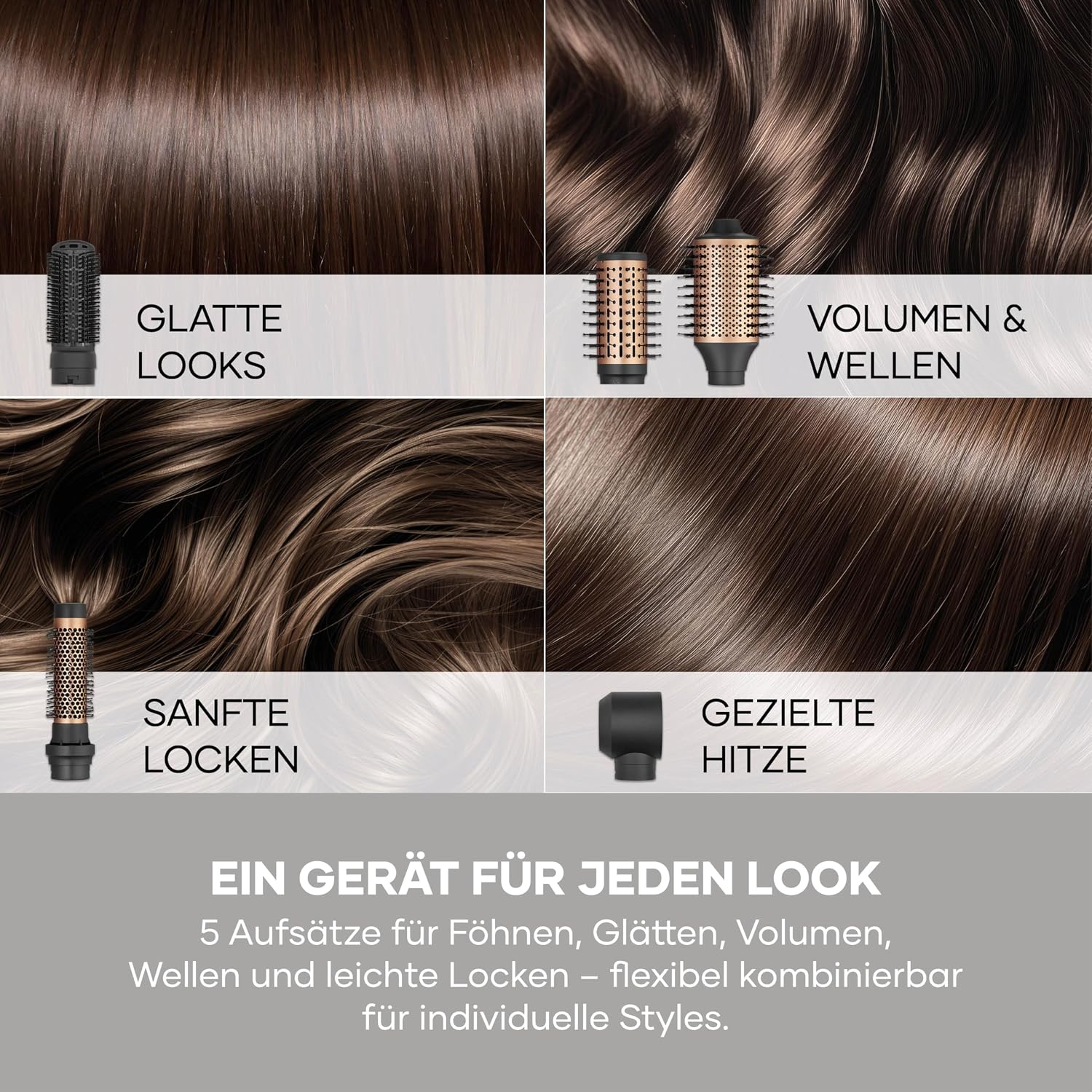 Detalle 2 de Severin 5-in-1 Airstyler WL 0685 – Multifunction Hairstyler mit 1300–1500 W, 5 Aufsätzen und Ionic-Technologie