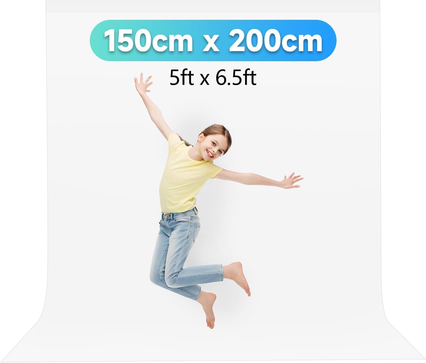 Detalle 2 de JEBUTU weißer Fotohintergrund 1,5x2 m aus Polyester – waschbar & für Fotografie, Zoom und Video-Meetings