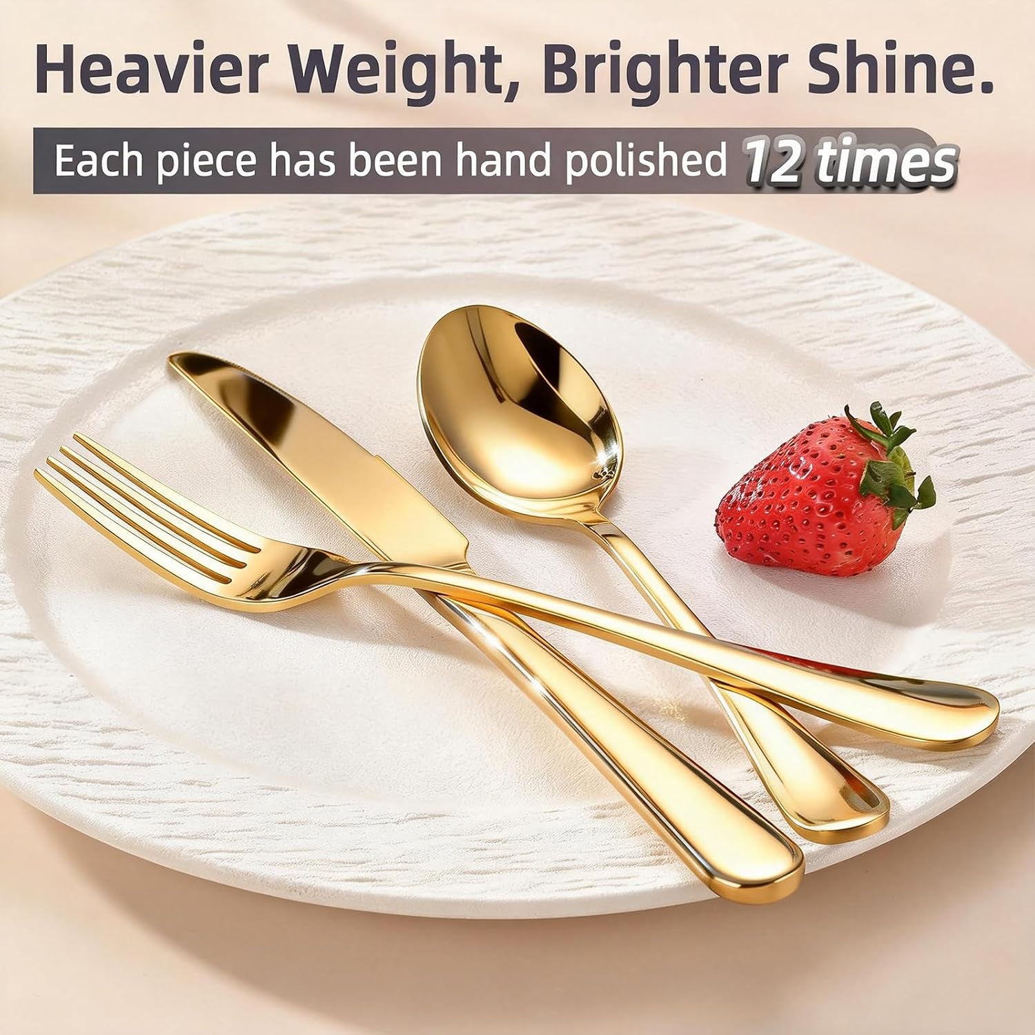 Detalle 2 de Gold Stainless Steel Flatware Set for 20