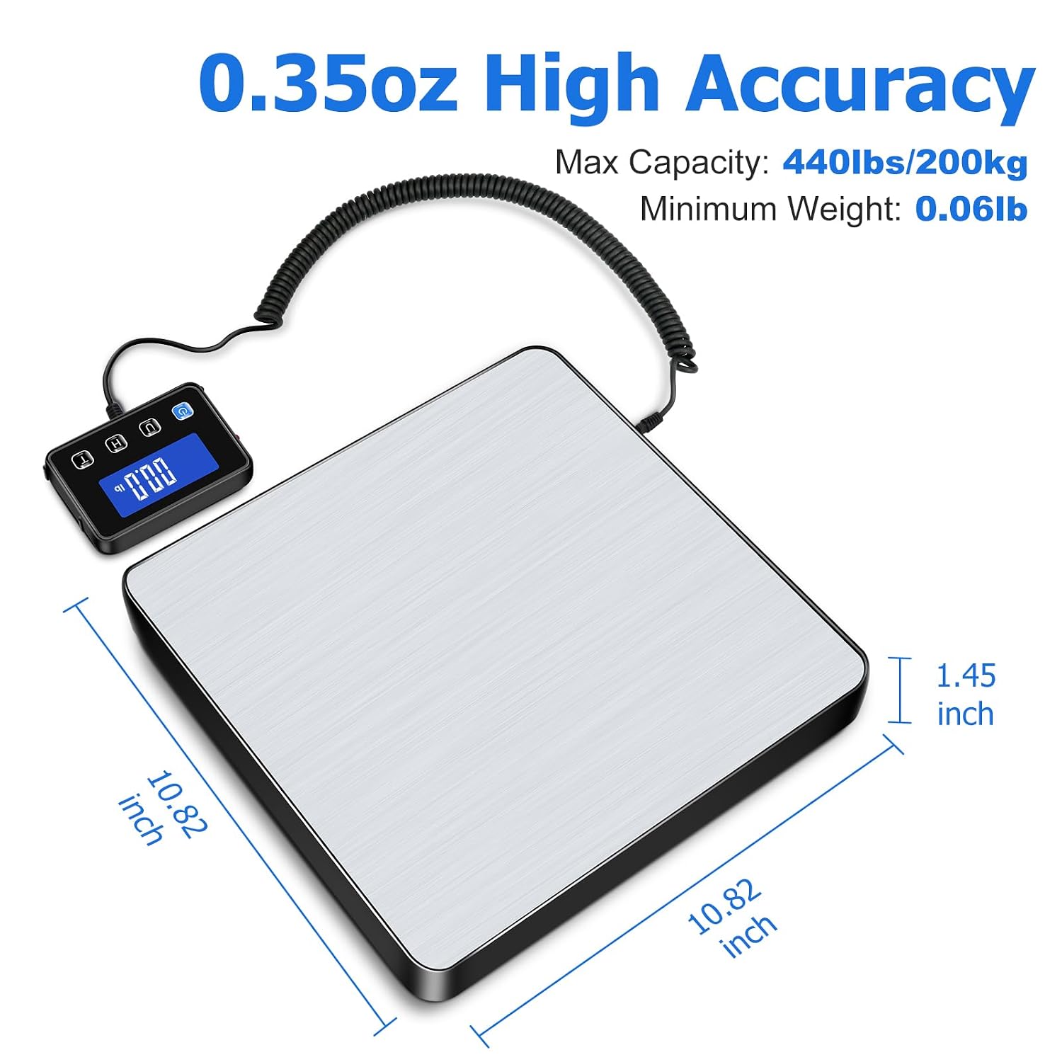 Detalle de Postal Scales 200kg/10g High Precision with LCD Display and Tare Hold — Ideal for Parcels, Luggage and Warehouse Use