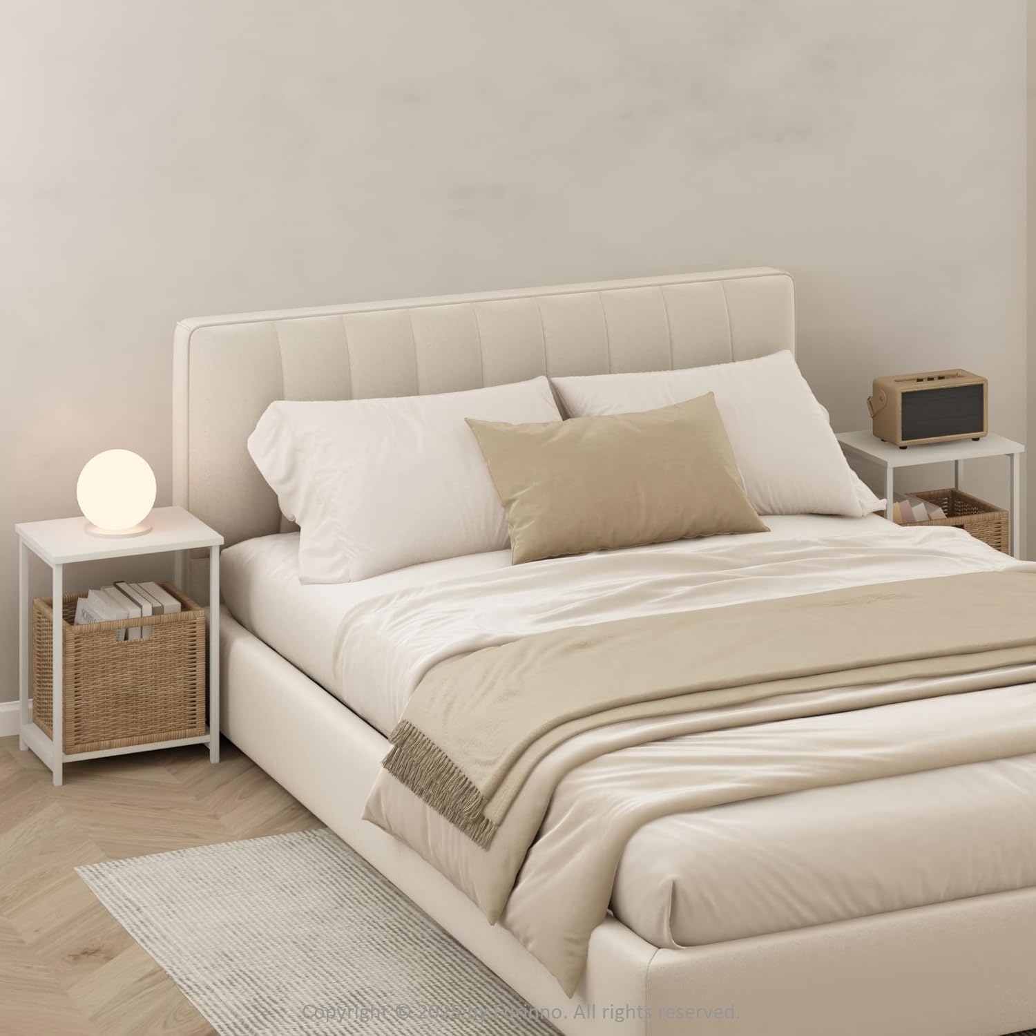 Detalle 2 de Furinno SIMPLISTIC Set di 2 Comodini: comodini a due livelli in metallo, bianco