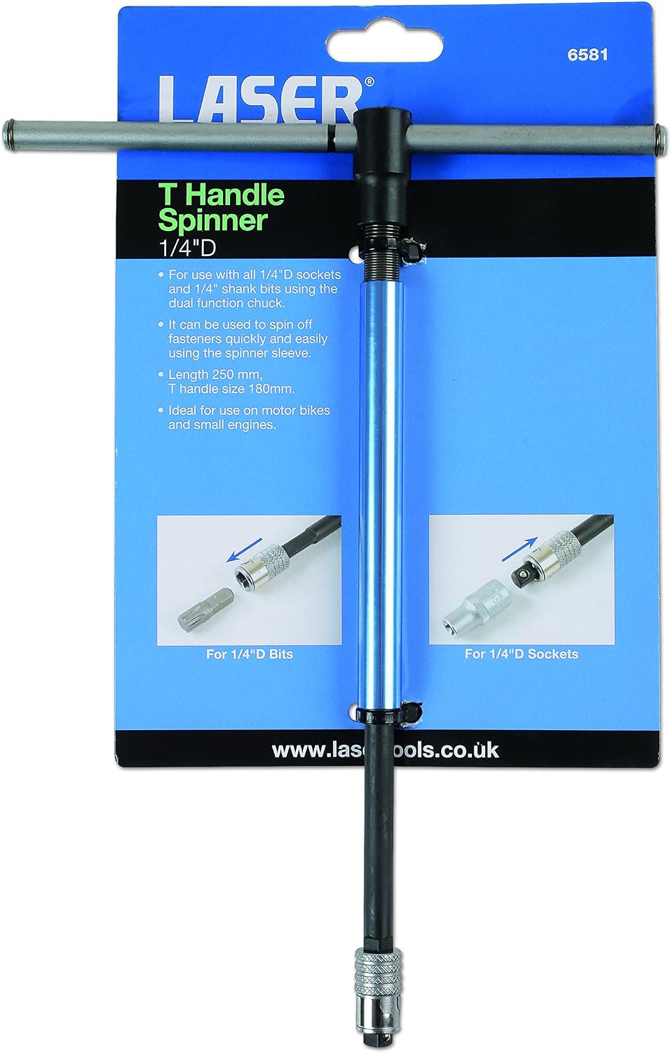 Detalle 2 de Laser 6581 T-handgreepspinner 1/4 inch, 250 mm, zilver