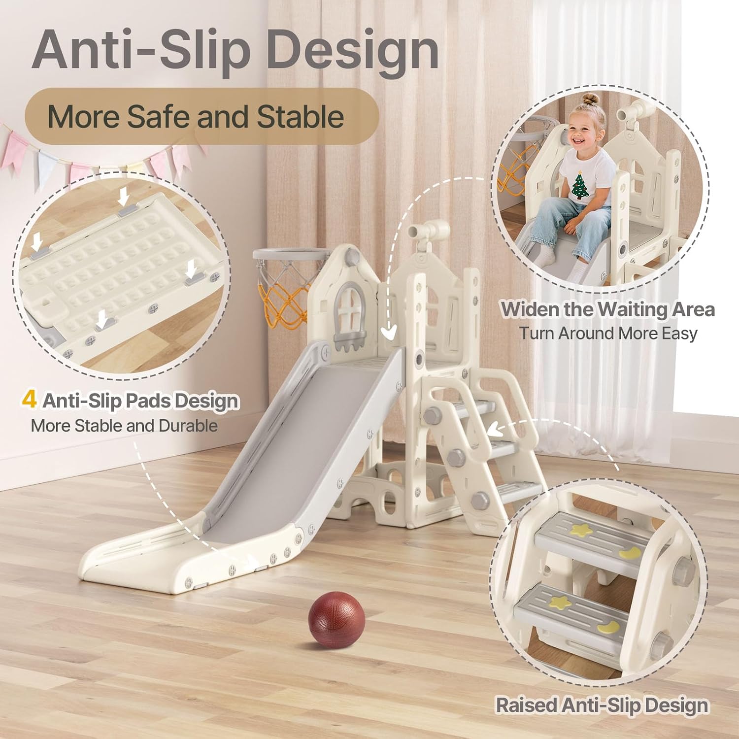 Thumbnail 3 de BIERUM 6 in 1 Toddler Slide – L-Shaped Indoor/Outdoor Playset for Ages 1-3