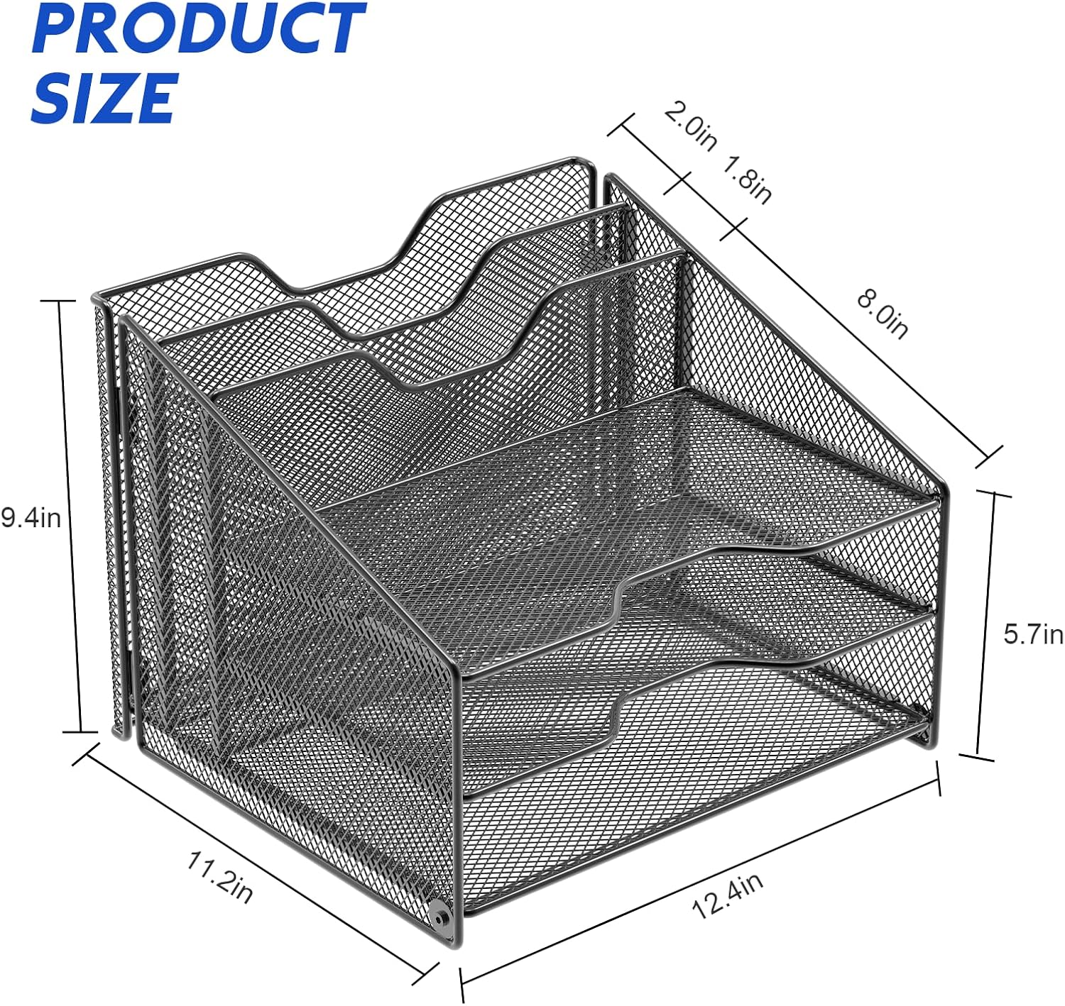 Detalle 2 de Samstar Desk Organiser Mesh File Holder, 3 Trays and 2 Vertical Sections