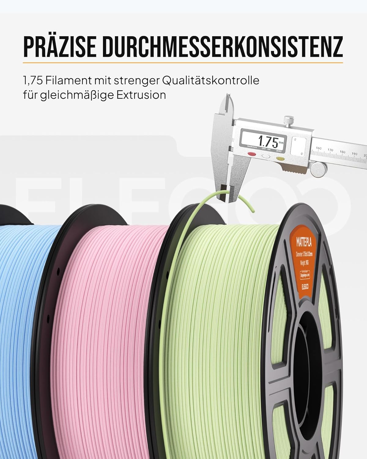 Thumbnail 2 de ELEGOO Matte PLA Filament 1,75 mm Schiefergrau (1 kg) – mattes 3D-Druckmaterial mit gleichmäßigem Durchmesser
