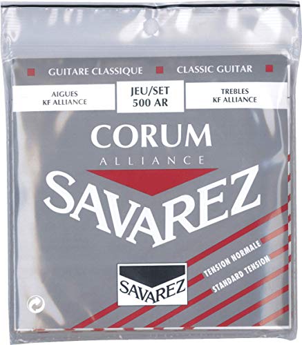 Savarez 656077 Alliance Corum 500AR: juego para guitarra clásica, tensión standard, cuerdas rojas