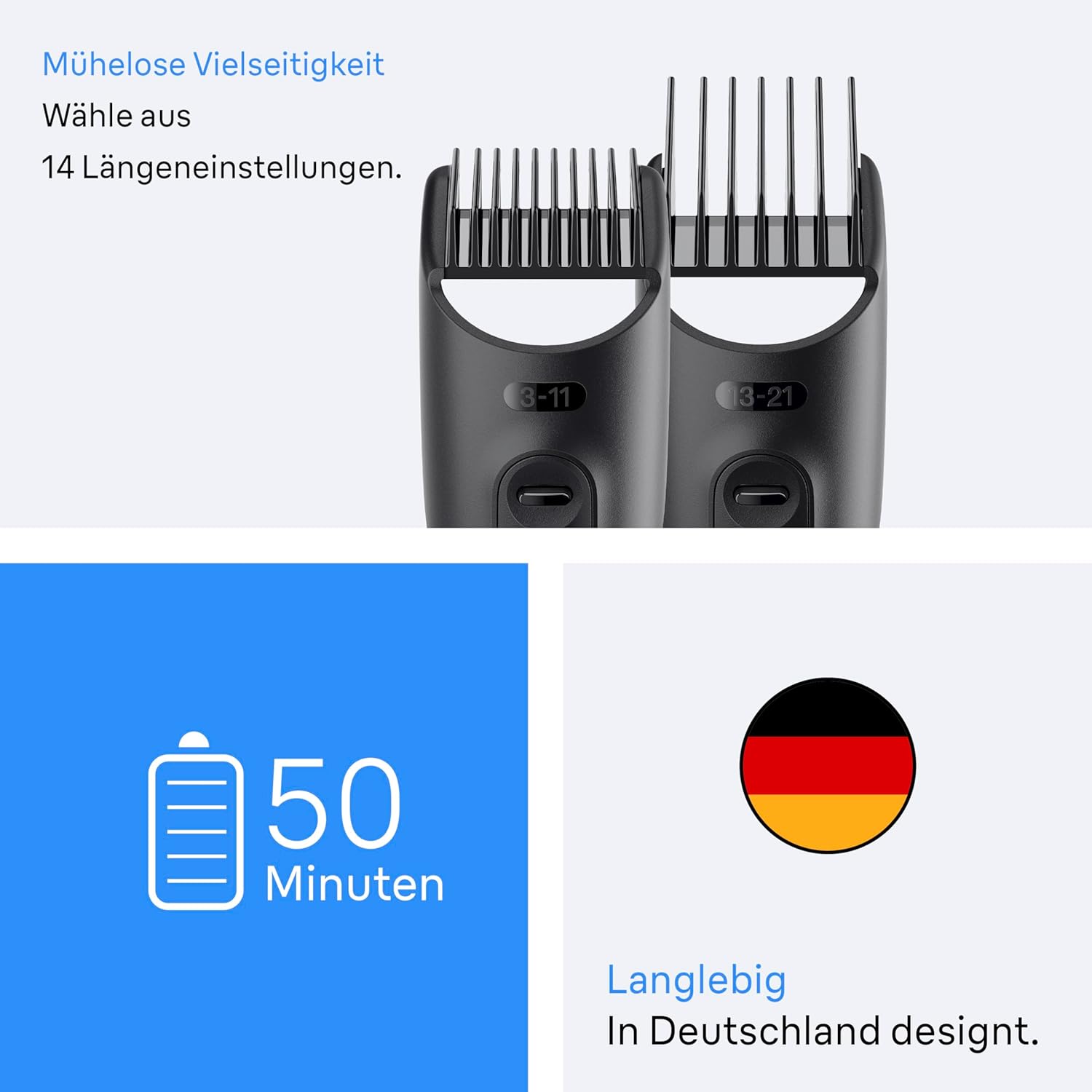 Detalle de Braun All-in-One Trimmer-Set 3 (11-in-1) – Multigroom für Bart, Gesicht und Kopf, 50 Min Akku, 14‑Längen 3–21 mm