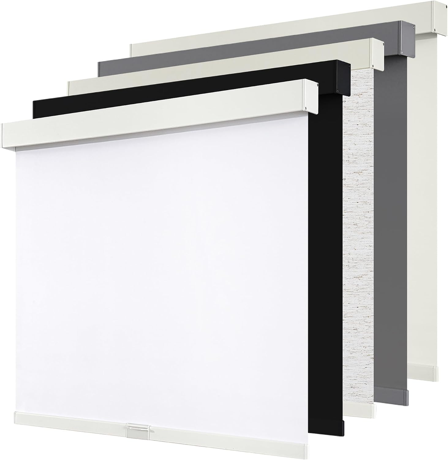 Detalle de SUNOFF Cordless Blackout Roller Shade, 40"W x 72"H, White with Valance