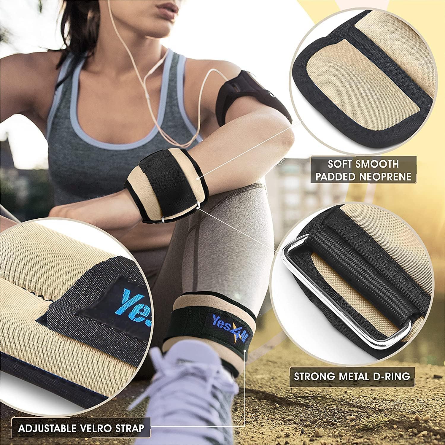 Detalle de Yes4All Cavigliere in neoprene 0,9–4,5 kg – Paio pesi per caviglie, allenamento e cardio