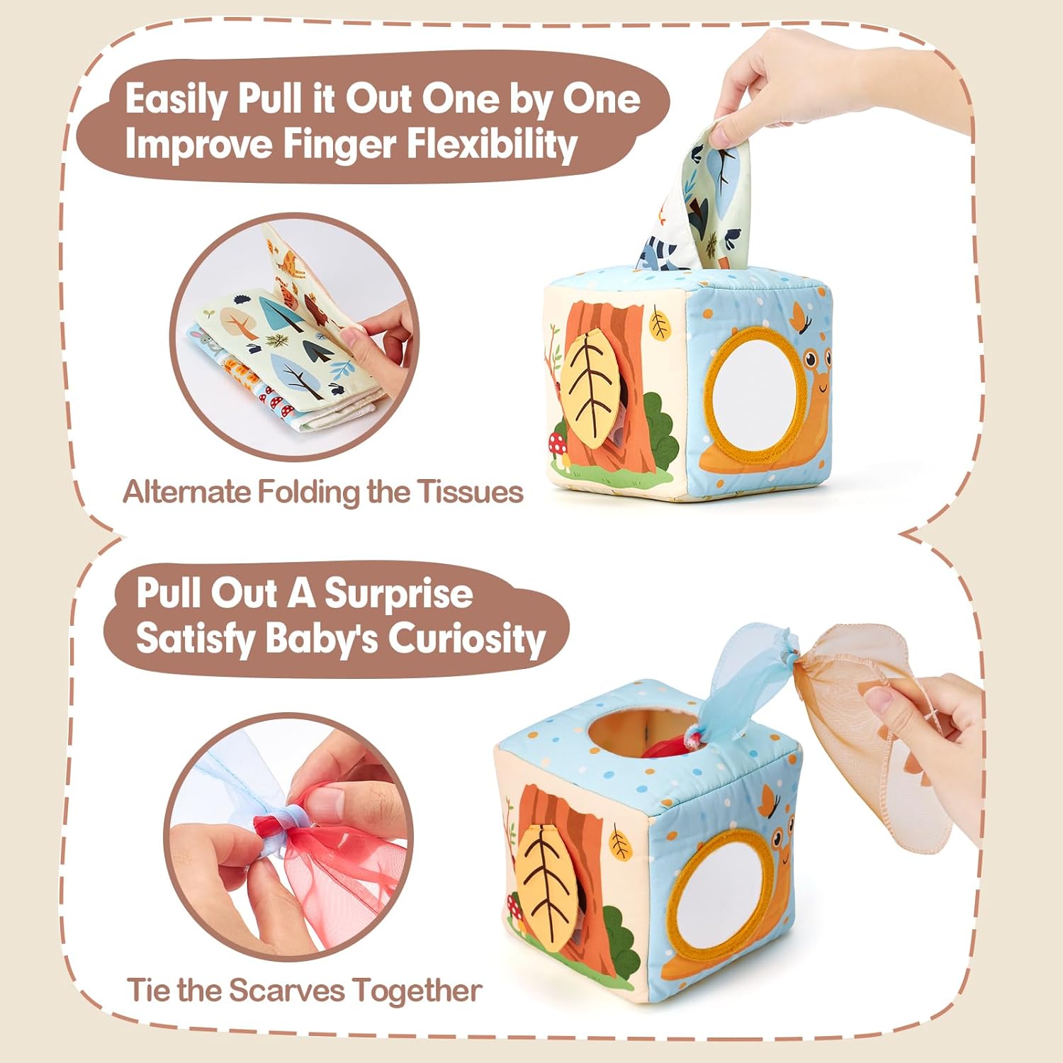 Detalle de hahaland Baby Tissue Box Toy sensory toy for 6 months