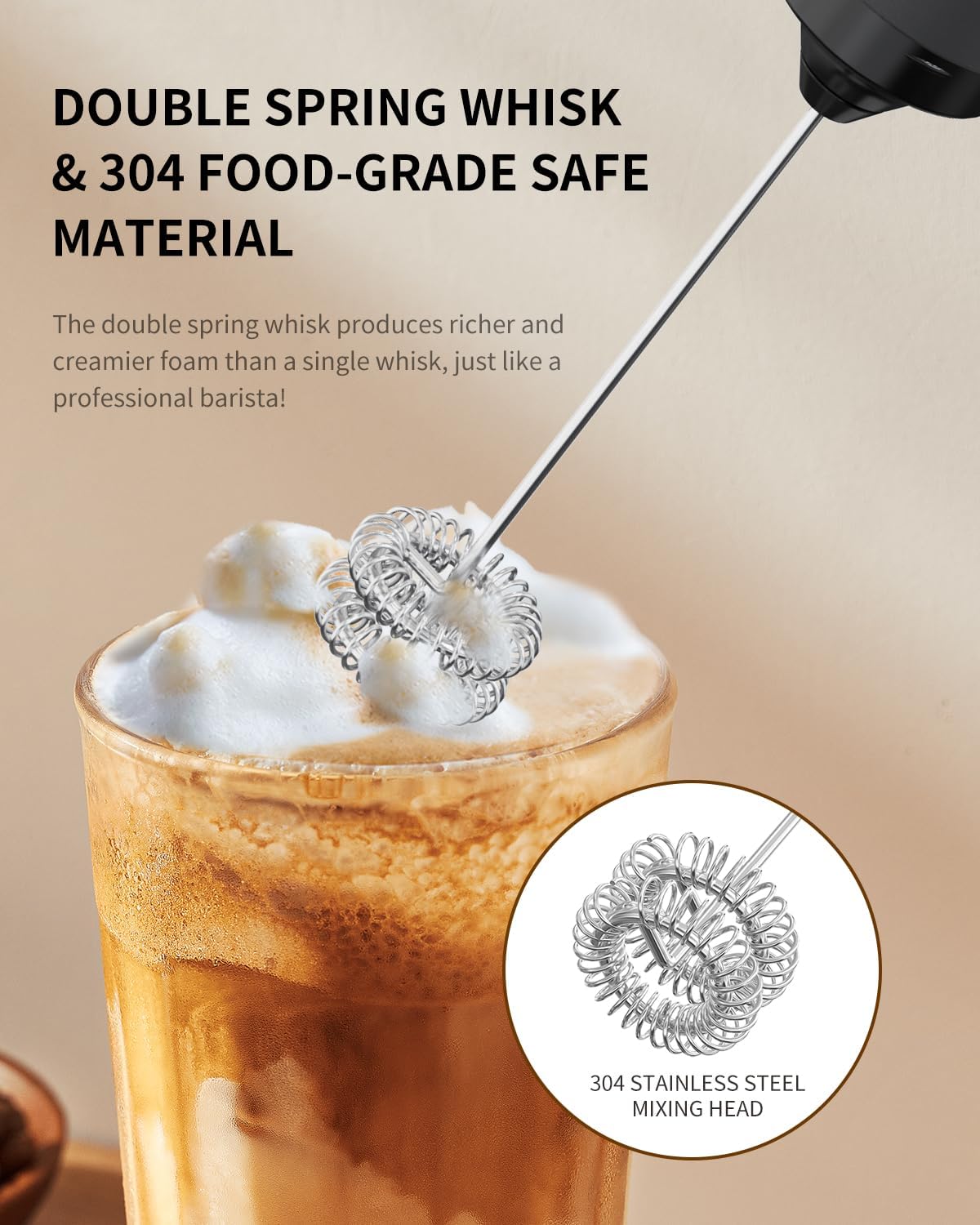 Detalle de CIRCLE JOY Electric Milk Frother — Rechargeable Handheld 🥛