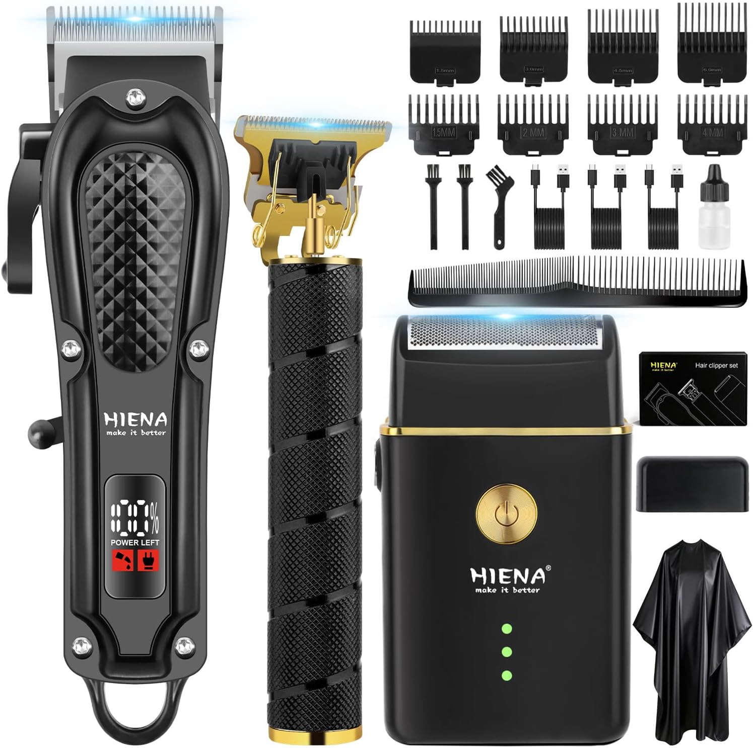 Detalle de HIENA PRO Tagliacapelli Uomo Professionale — Set completo per taglio capelli, rasatura e rifinitura