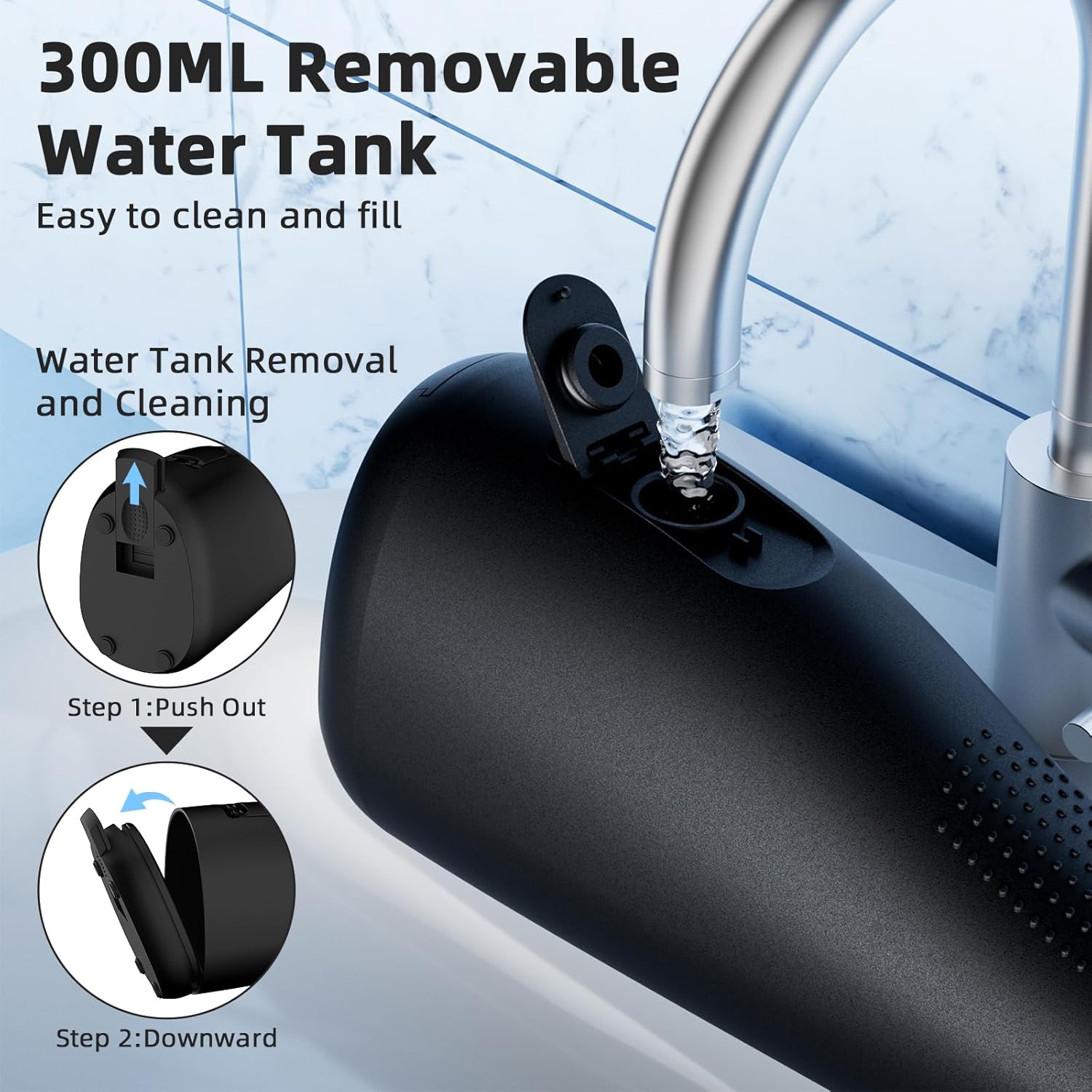 Thumbnail 5 de SHOBES Munddusche Kabellos Elektrisch Zahnreiniger – 4 Modi, 4 Düsen, IPX7, 300 ml Tank