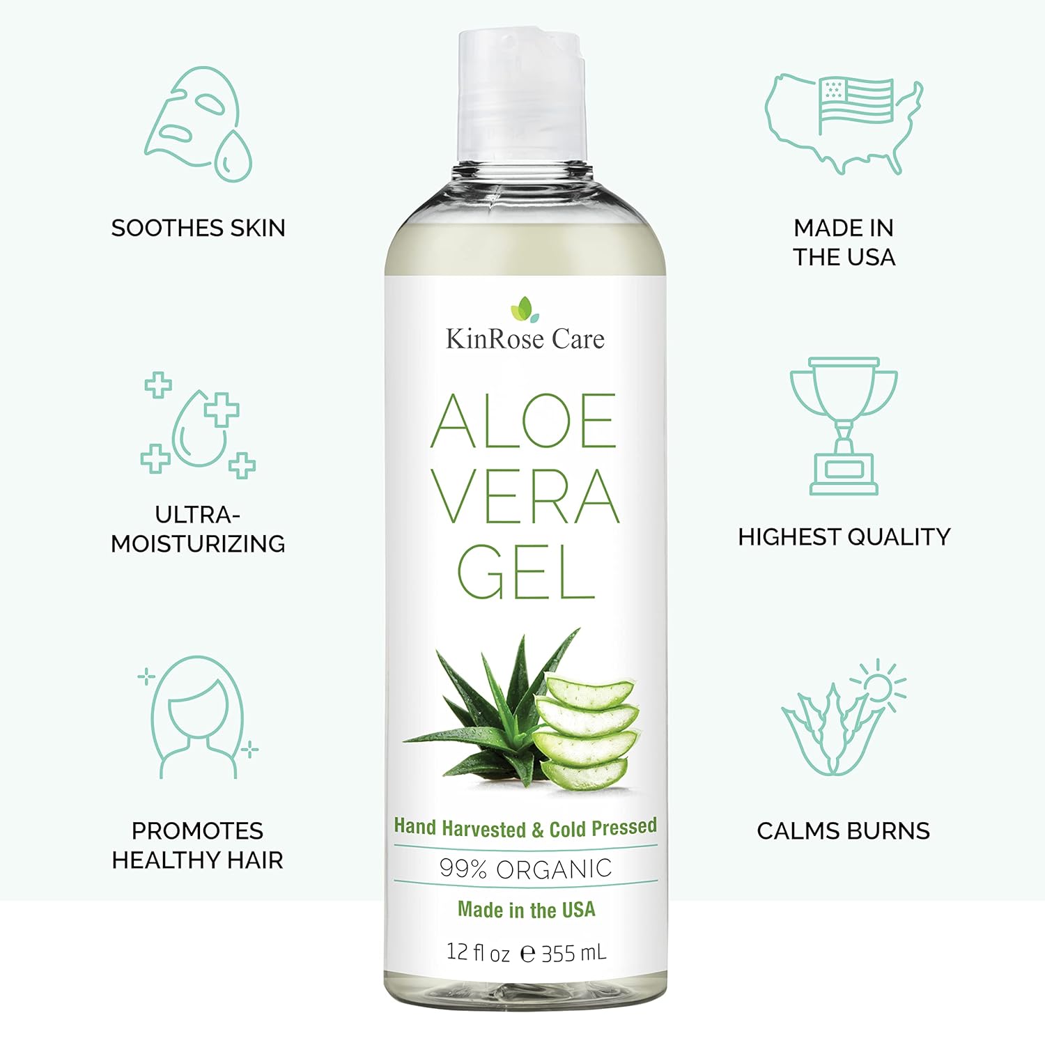 Detalle 2 de KinRose Care 12oz Organic Aloe Vera Gel