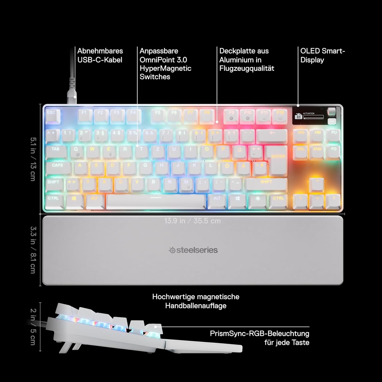 Thumbnail 2 de SteelSeries Apex Pro TKL Gen 3 White – OmniPoint 3.0 Tastatur mit regulierbaren Hall-Effekt-Switches