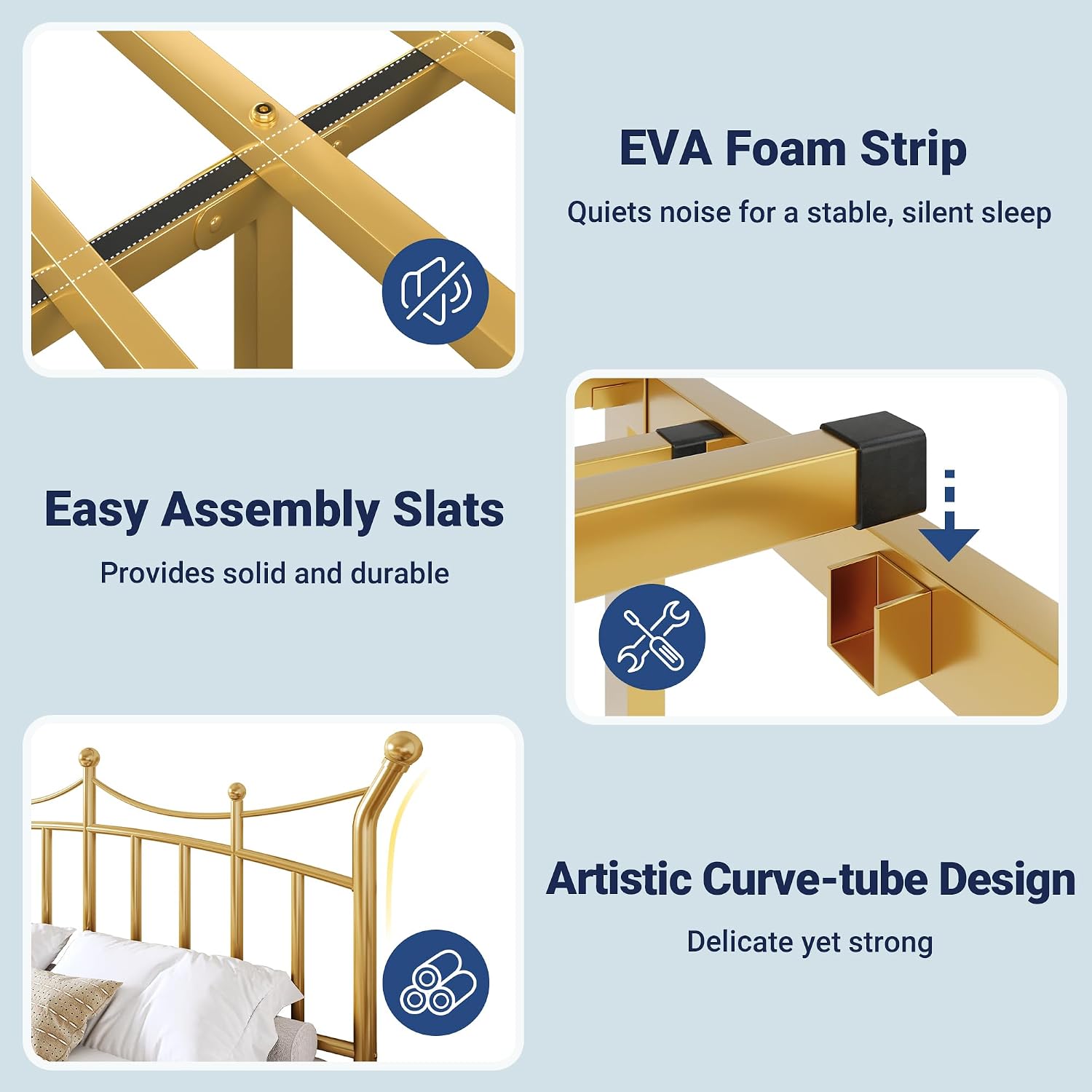Detalle de Allewie Metal Platform Bed Frame, King Size