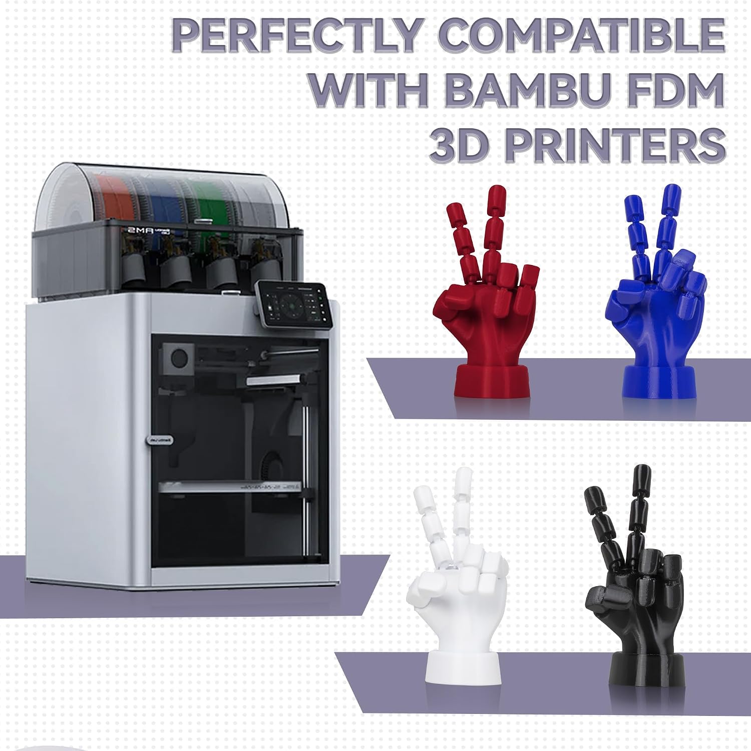 Thumbnail 6 de TINMORRY PETG 3D Drucker Filament Bundle – 4 Spulen à 1 kg, 1,75 mm, Schwarz Rot Weiß Blau